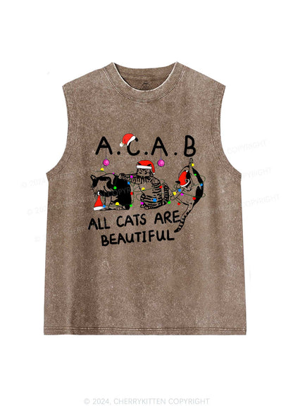 Christmas ACAB Cats Y2K Washed Tank Cherrykitten