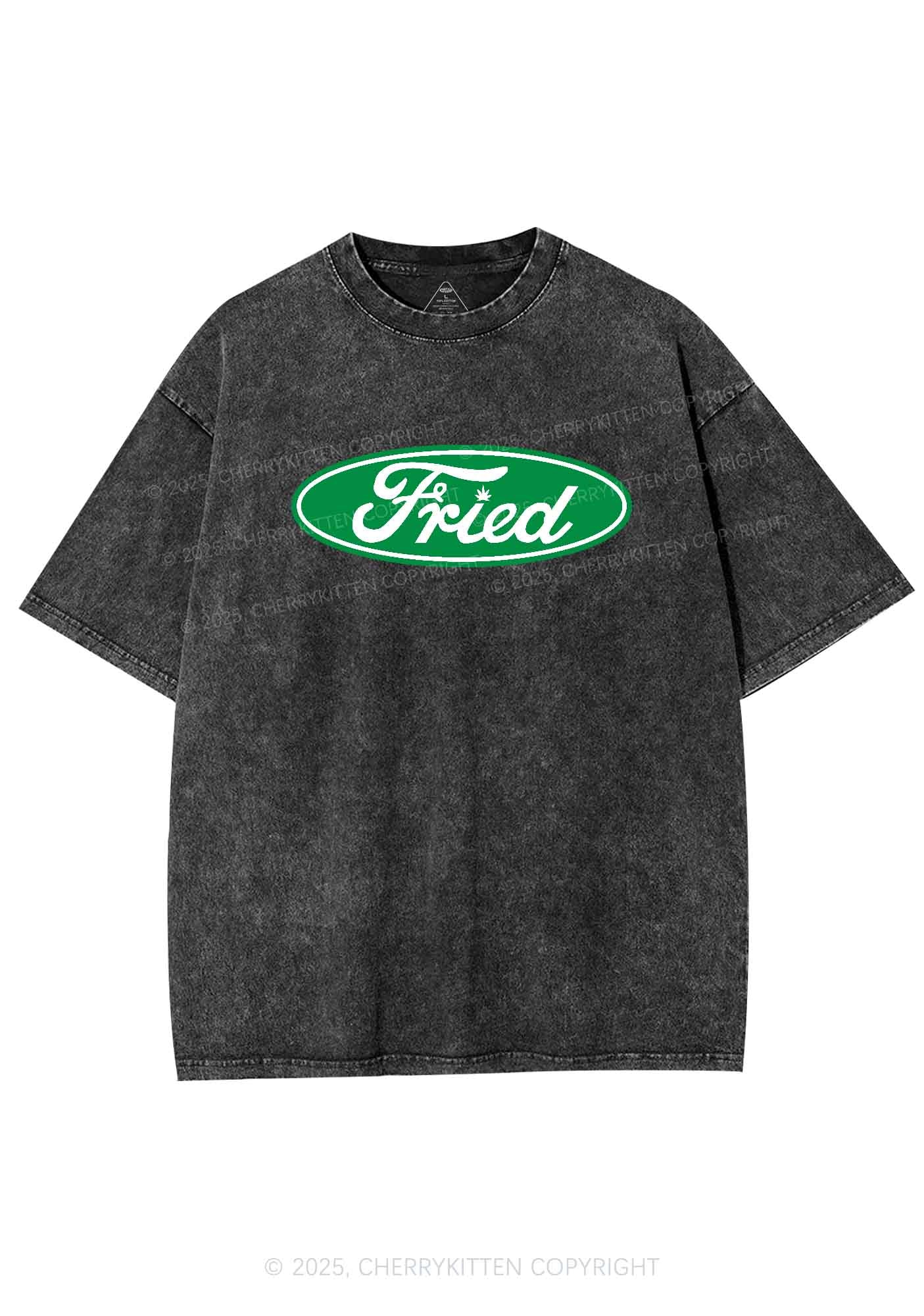 Green Fried Y2K Washed Tee Cherrykitten