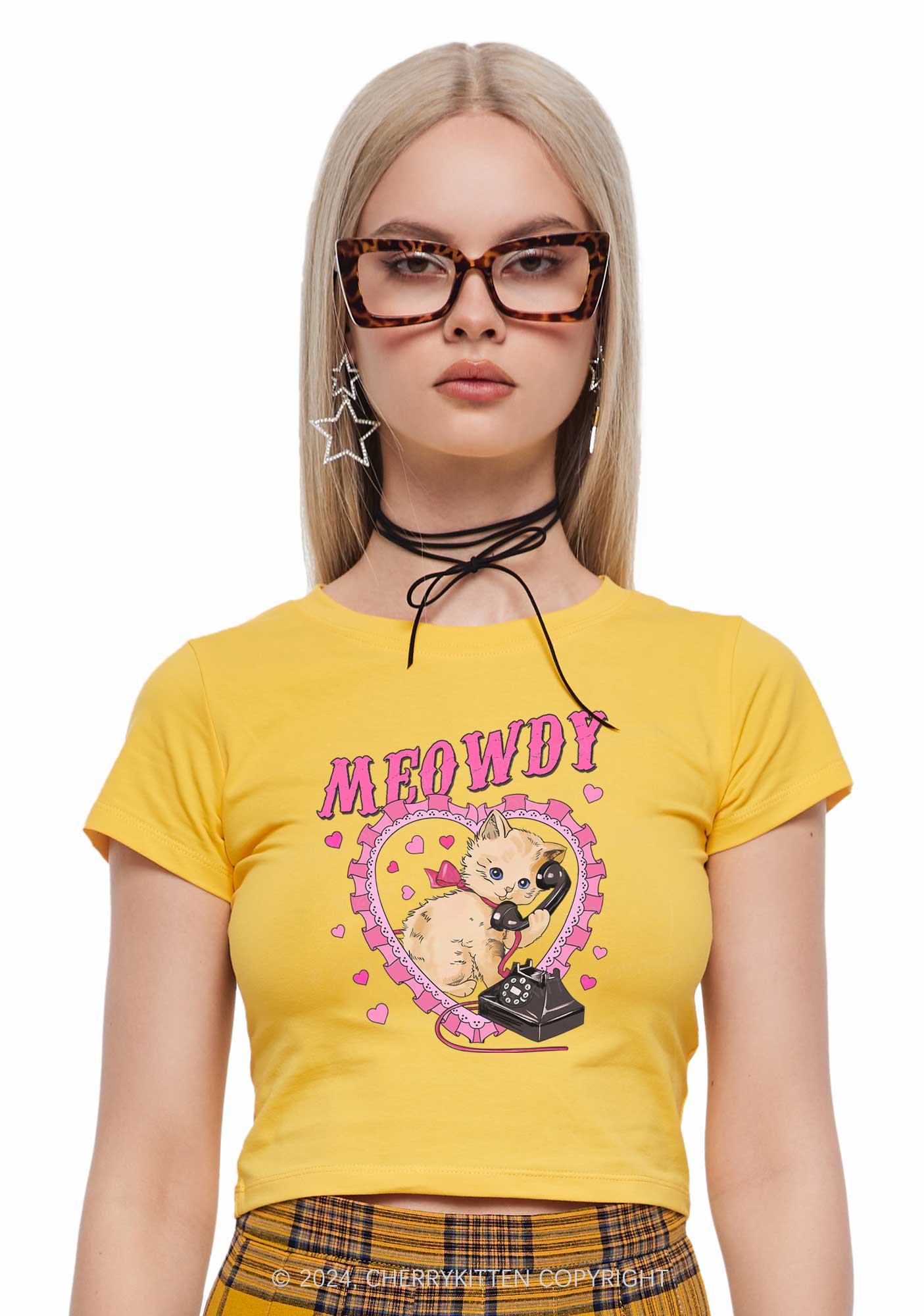 Meowdy Cat Y2K Valentine's Day Baby Tee Cherrykitten