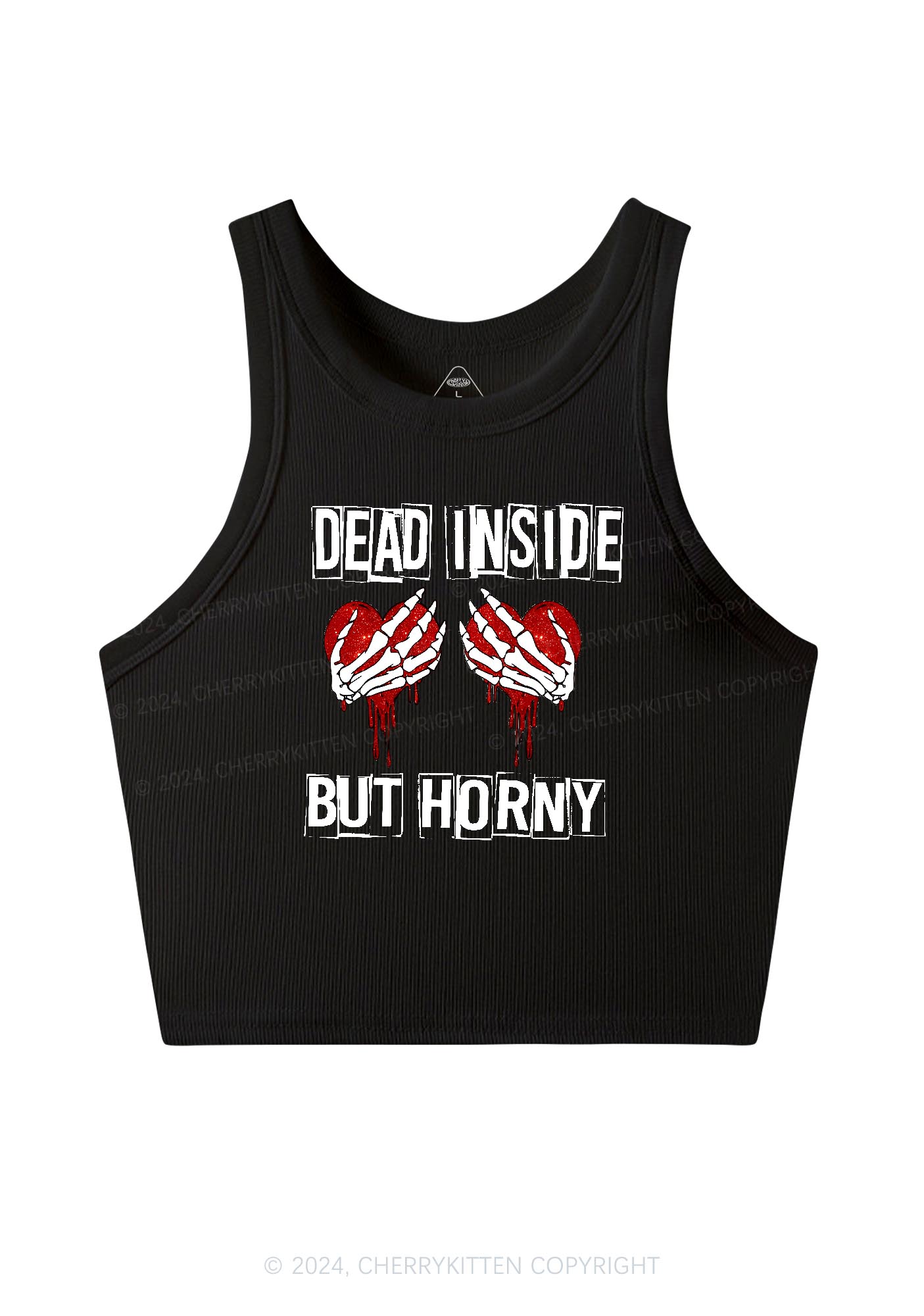 Dead Inside But Hxrny Y2K Valentine's Day Crop Tank Top Cherrykitten