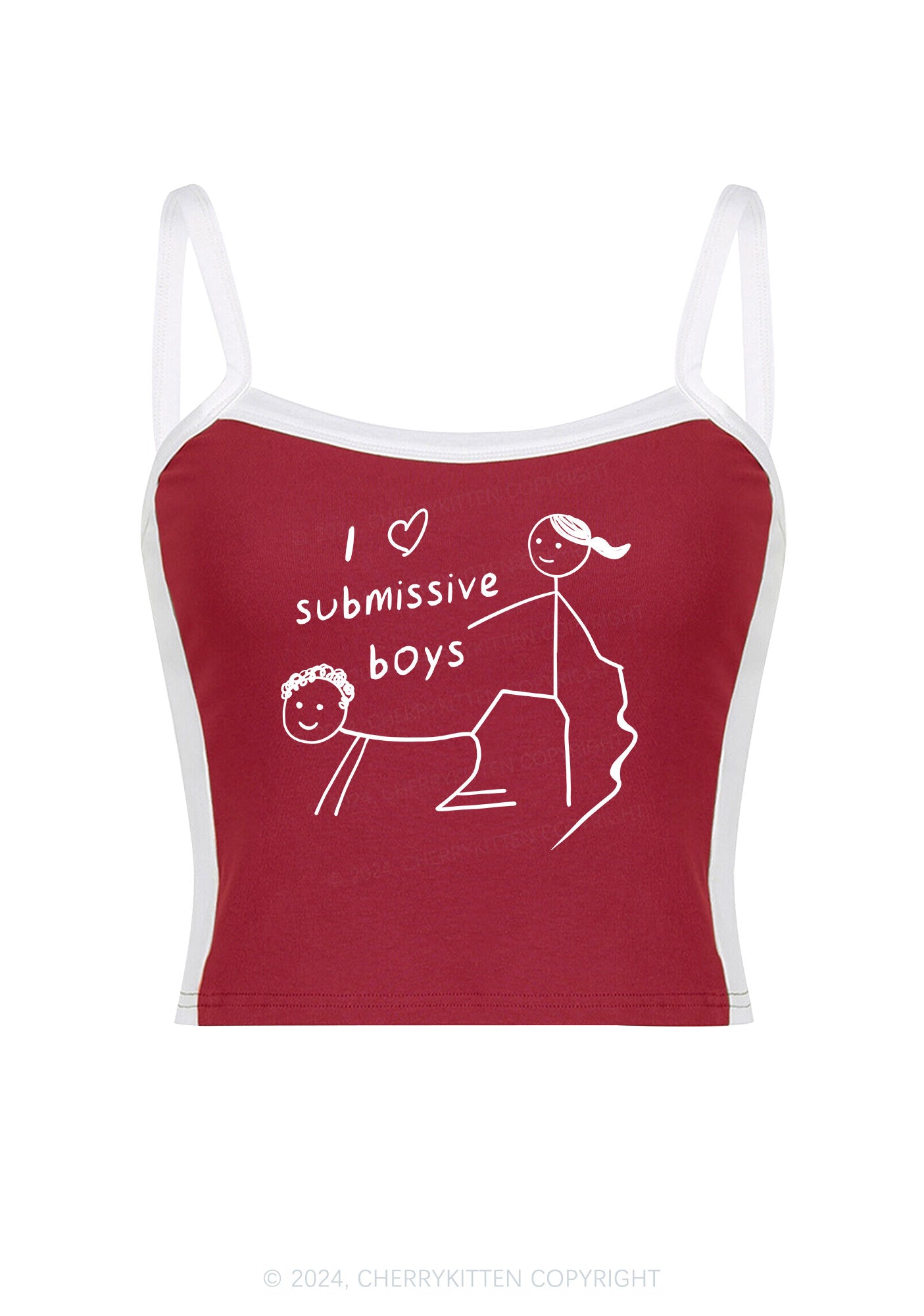 I Love S Boys Y2K Color Block Crop Cami Top Cherrykitten