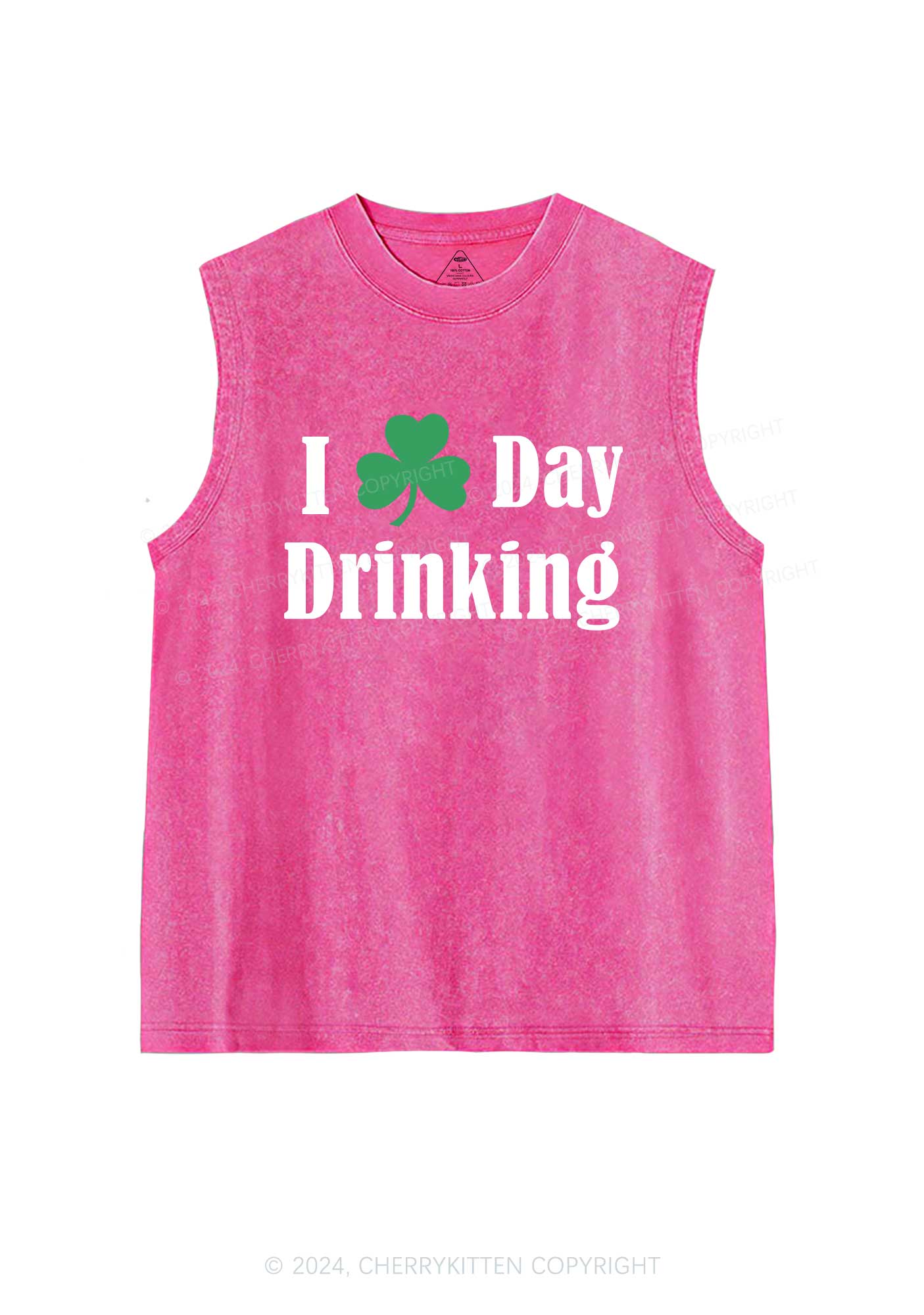 I Love Day Drinking St Patricks Y2K Washed Tank Cherrykitten