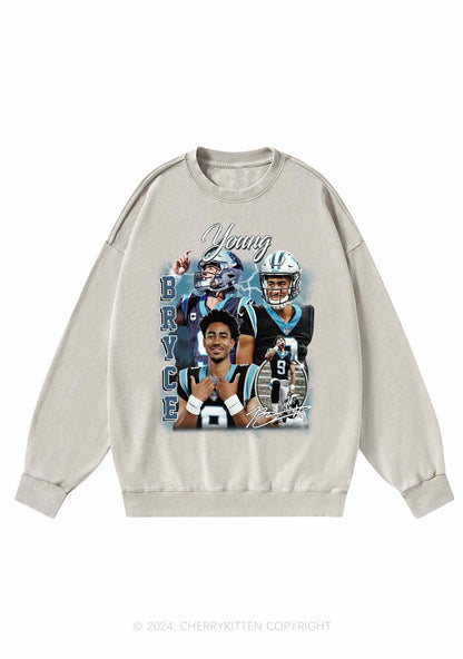 Blue Young Y2K Super Bowl Washed Sweatshirts Cherrykitten