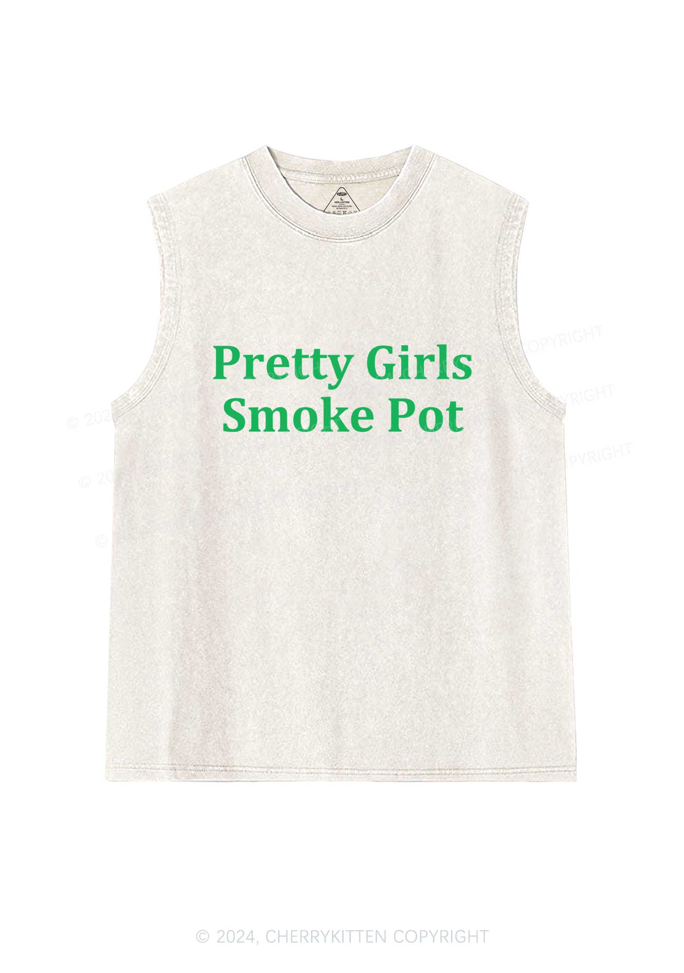 Pretty Girls Smoke Pot Y2K Washed Tank Cherrykitten