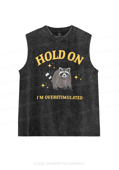 Hold On I'm Overstimulated Y2K Washed Tank Cherrykitten