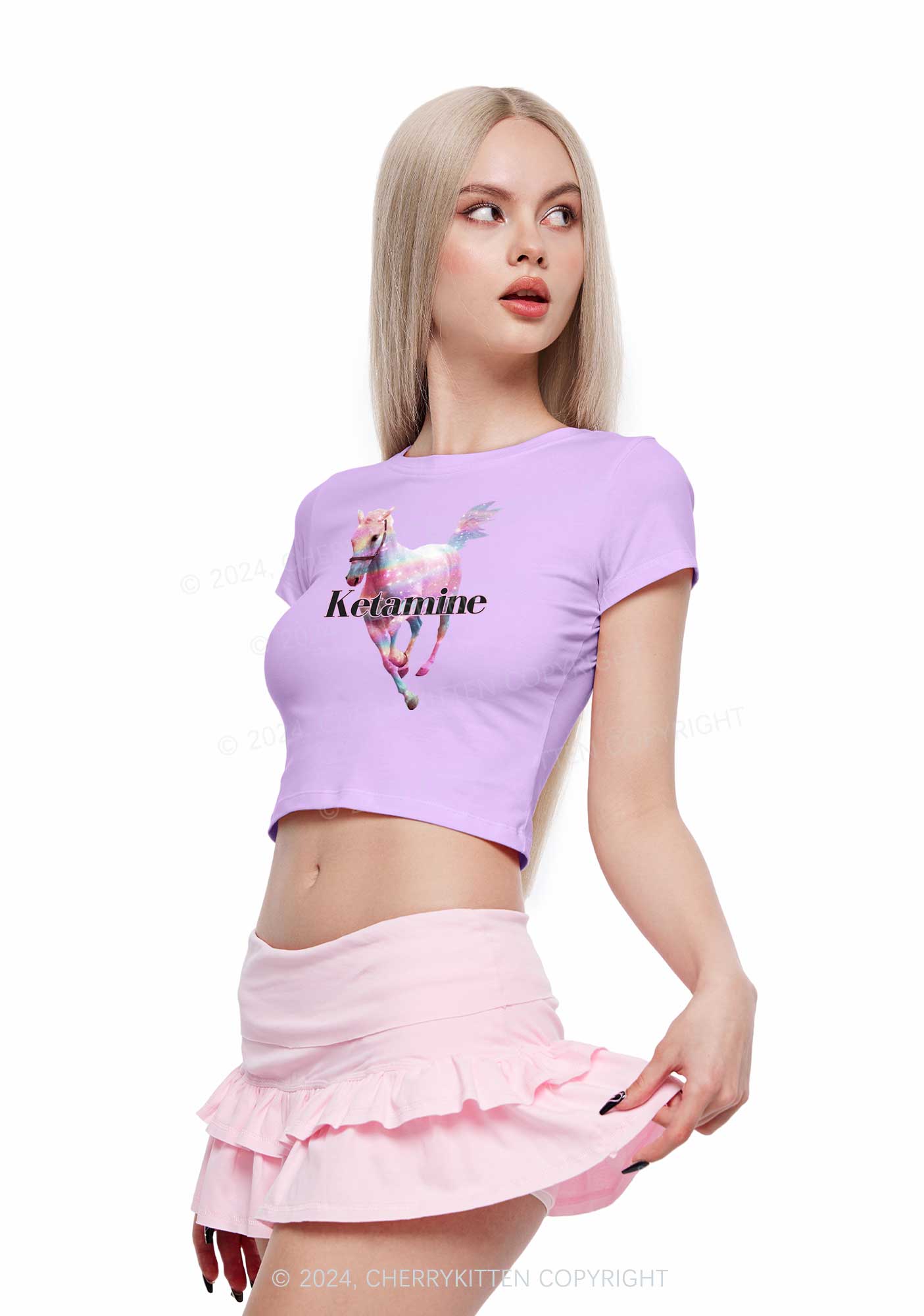 Pink Horse Y2K Baby Tee Cherrykitten