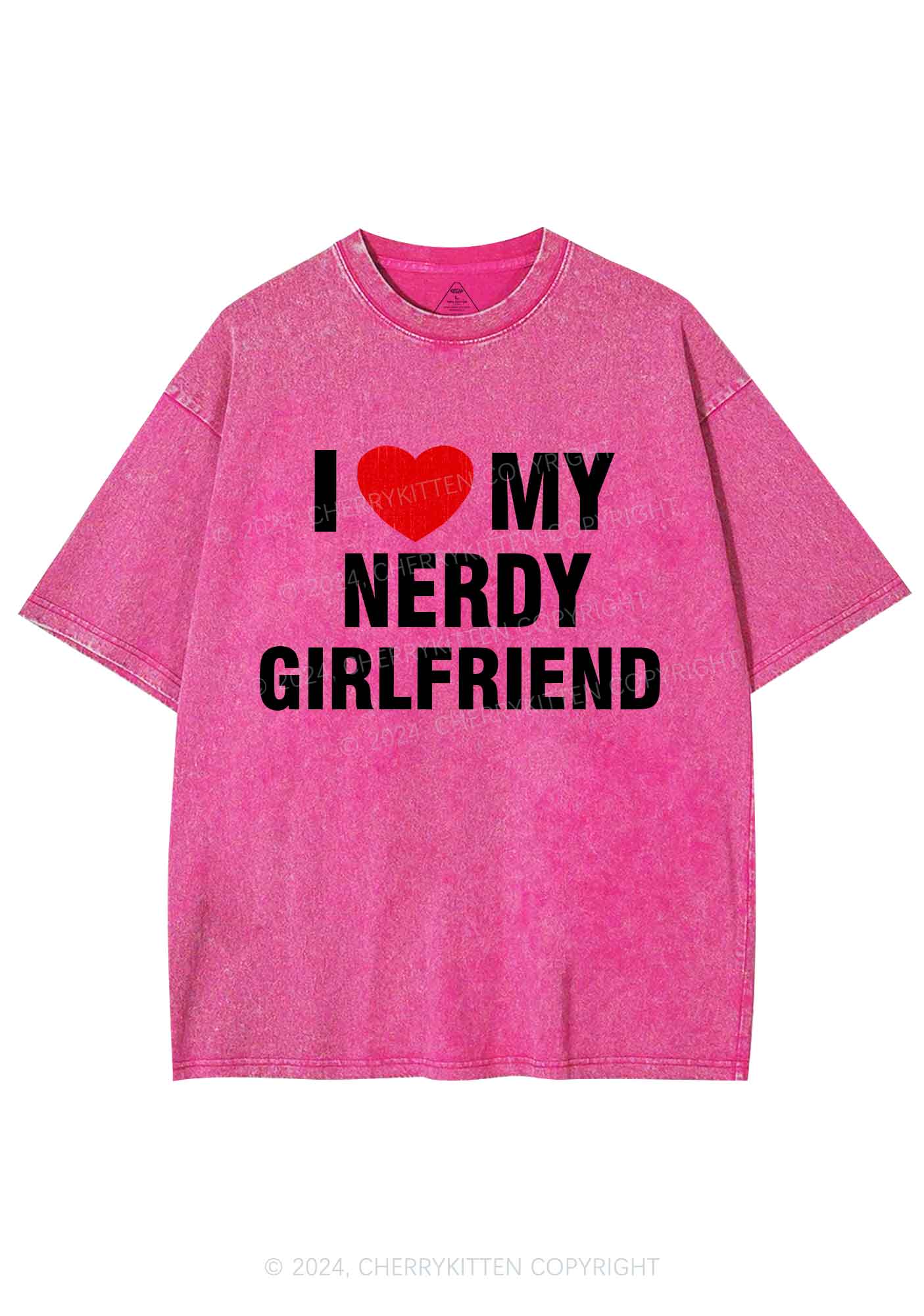 Love My Nerdy Girlfriend Y2K Valentine's Day Washed Tee Cherrykitten