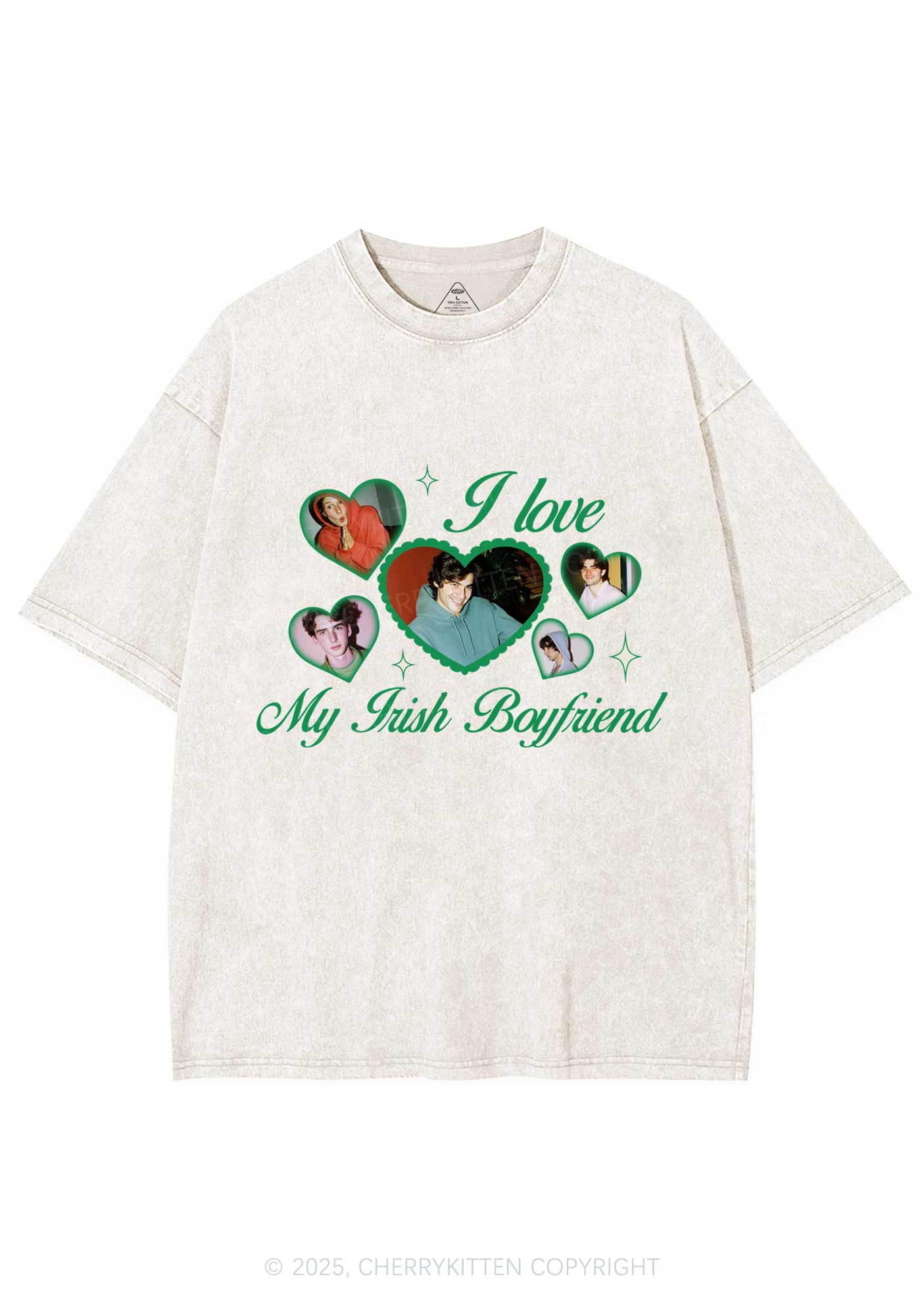 Custom My Irish Girlfriend St Patricks Y2K Washed Tee Cherrykitten