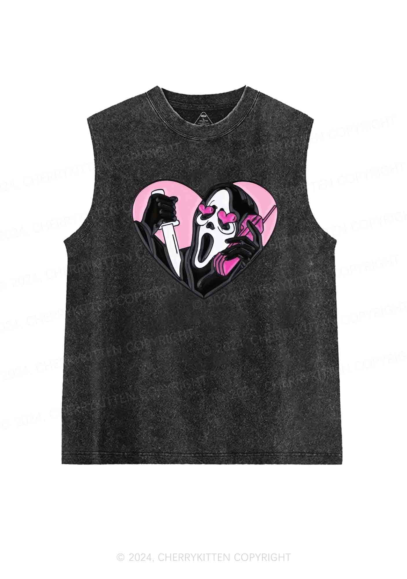 Halloween Ghost Calling Y2K Washed Tank Cherrykitten