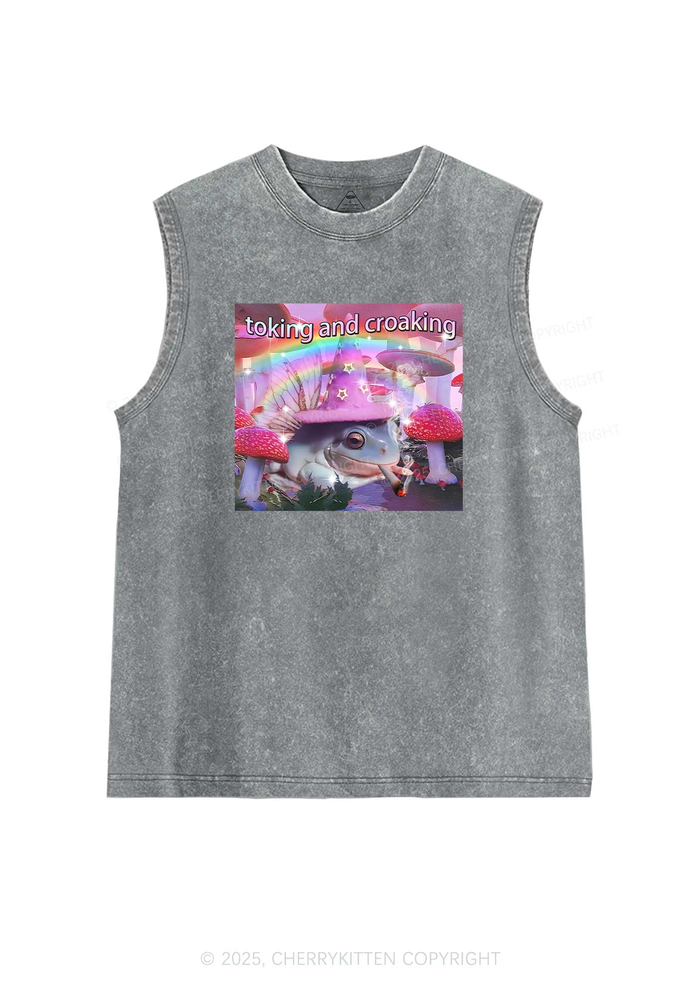 Toking Croaking Frog Y2K Washed Tank Cherrykitten