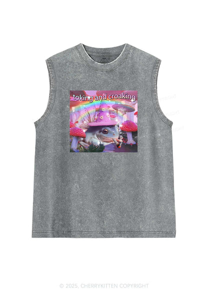 Toking Croaking Frog Y2K Washed Tank Cherrykitten