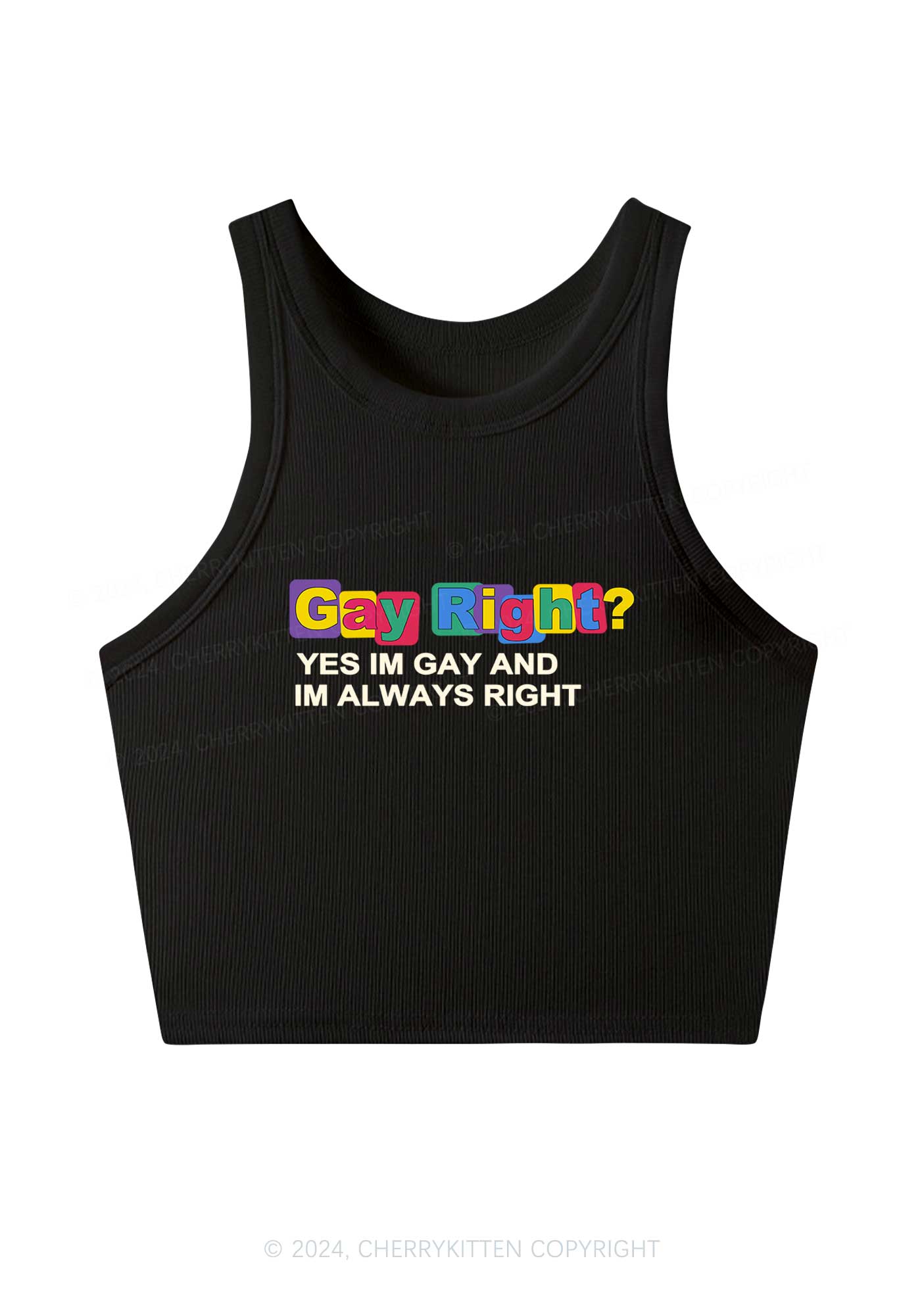 Gay Always Right Y2K Crop Tank Top Cherrykitten