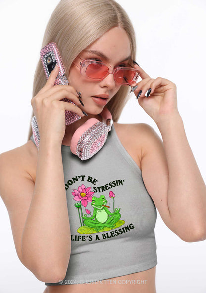 Dont Be Stressin Frog Y2K Crop Tank Top Cherrykitten