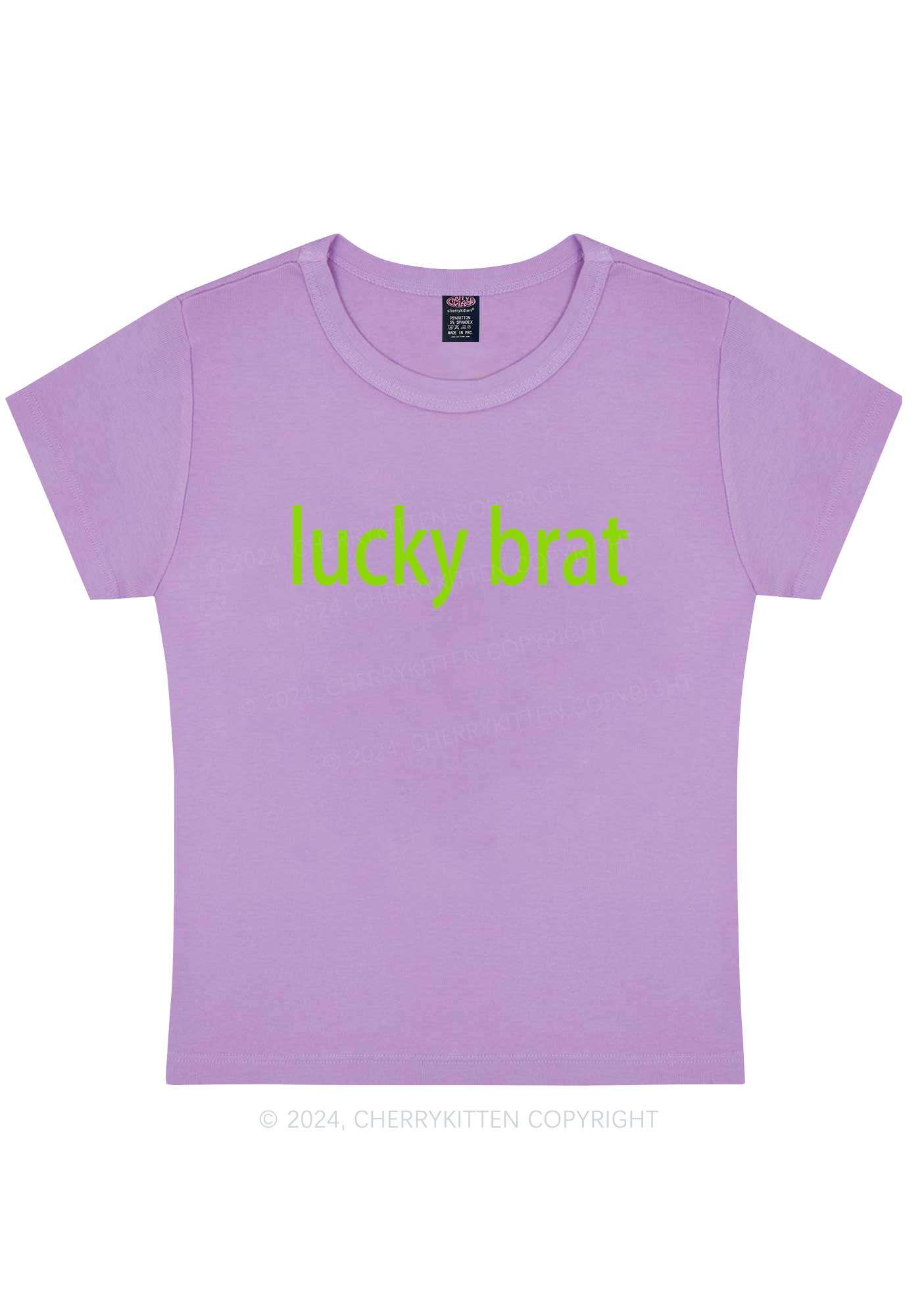 Lucky Brat St Patricks Y2K Baby Tee Cherrykitten