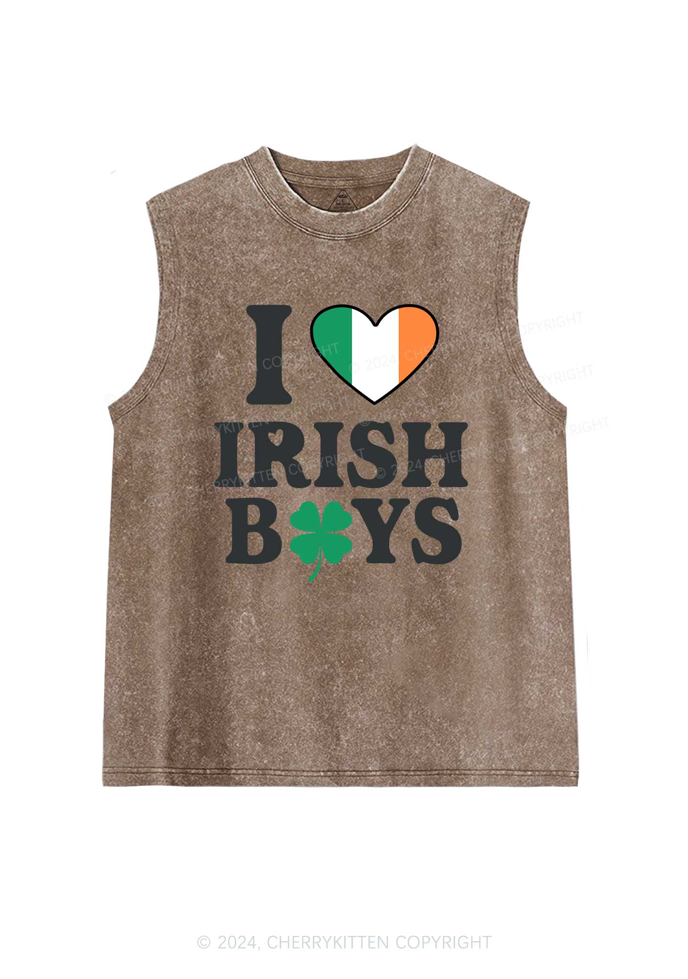 Irish Boy Shamrock St Patricks Y2K Washed Tank Cherrykitten