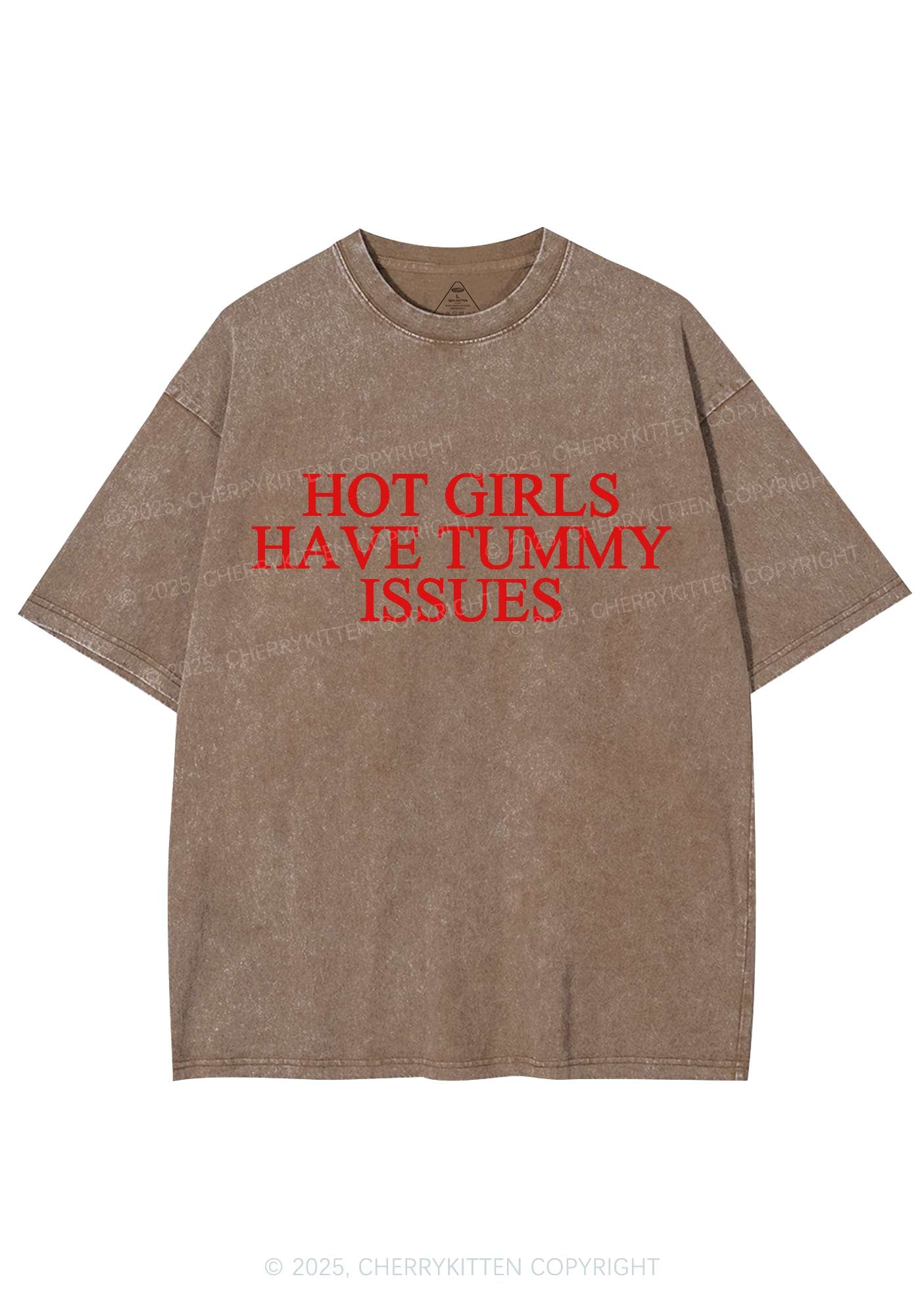 Hot Girls Have Tummy Issues Y2K Washed Tee Cherrykitten