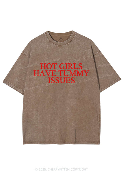 Hot Girls Have Tummy Issues Y2K Washed Tee Cherrykitten