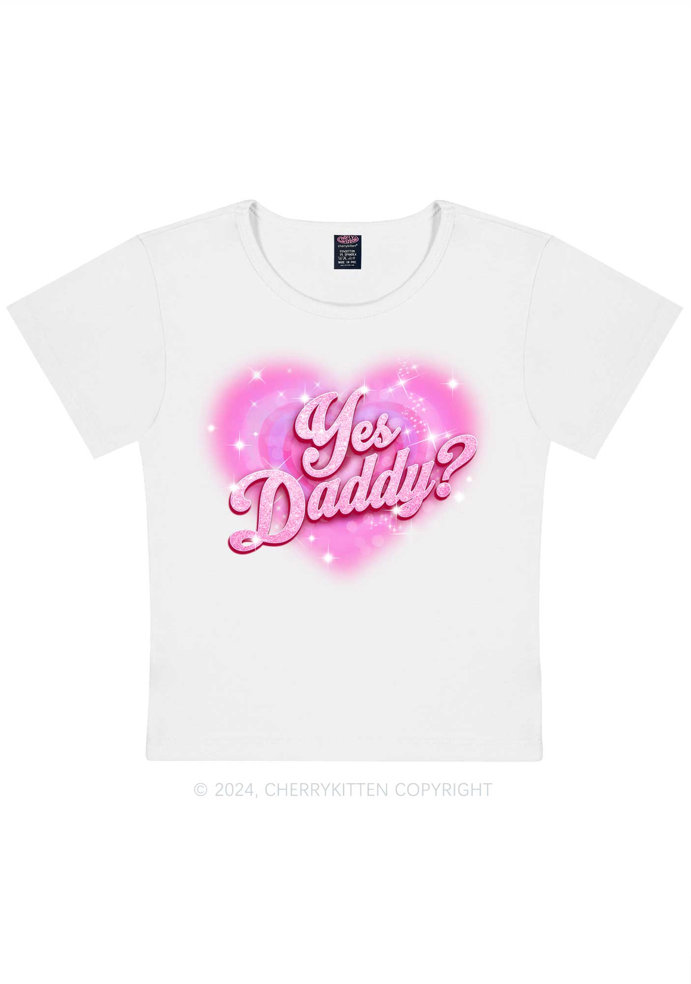 Pink Yes Daddy Y2K Valentine's Day Baby Tee Cherrykitten