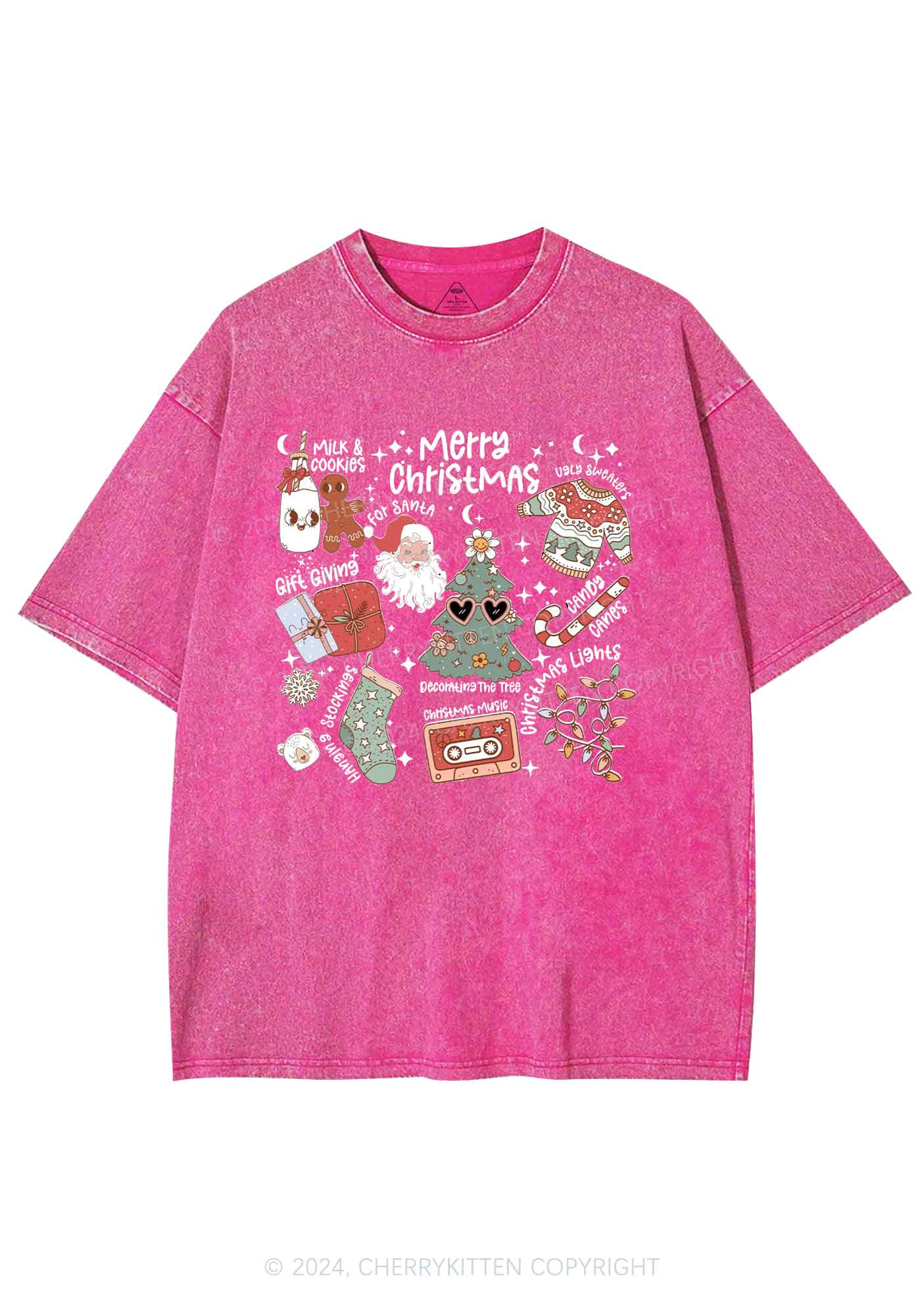 Merry Christmas Holiday Y2K Washed Tee Cherrykitten