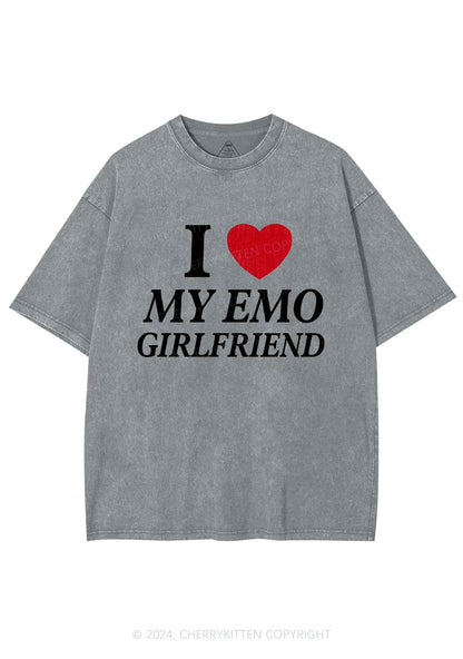 I Love My Emo GF Y2K Valentine's Day Washed Tee Cherrykitten