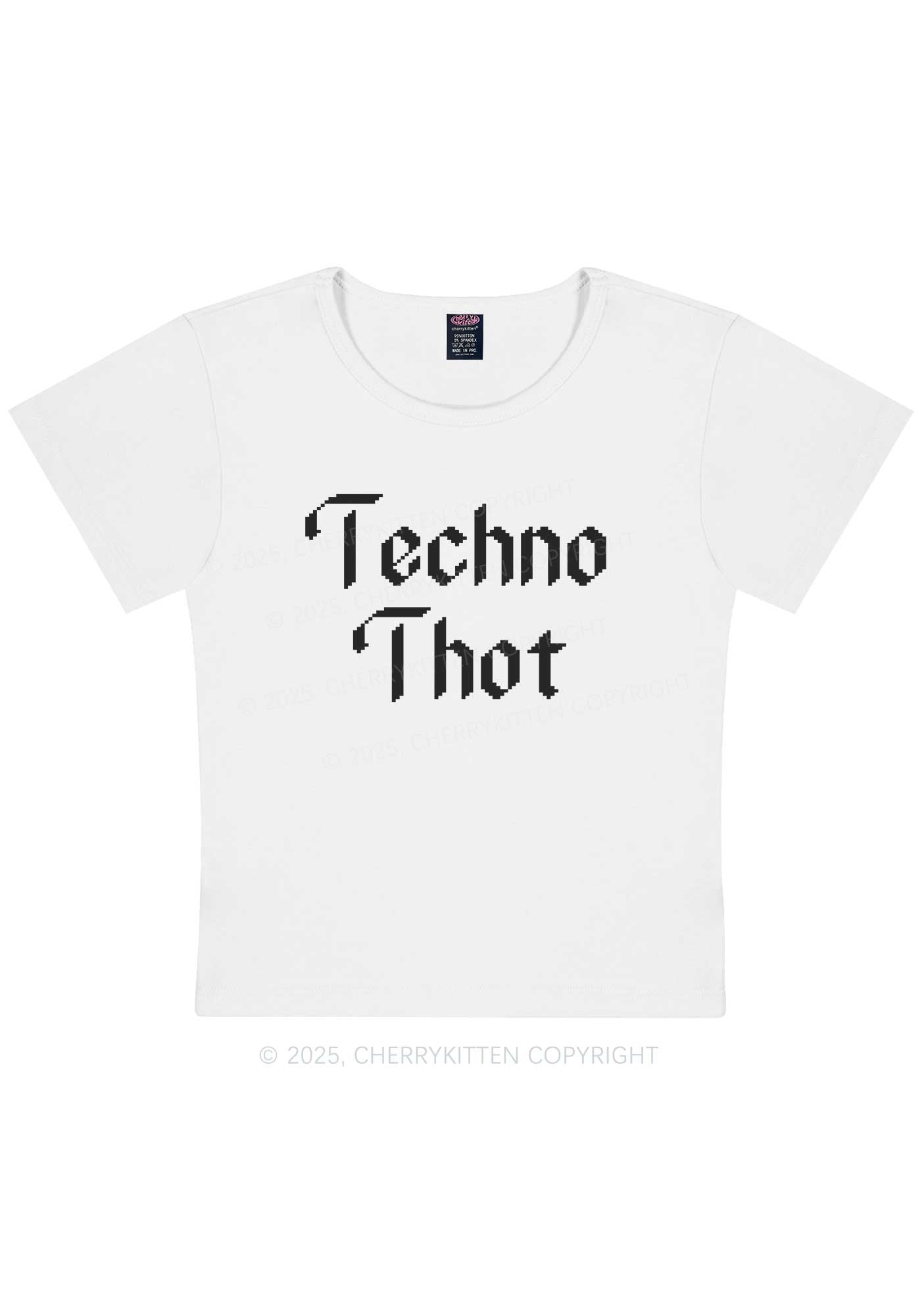 Techno Thot Y2K Baby Tee Cherrykitten