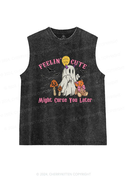 Halloween Feelin Cute Y2K Washed Tank Cherrykitten