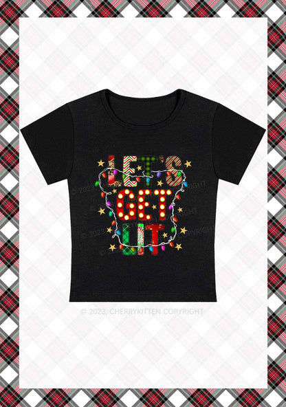 Let's Get Lit Christmas Baby Tee Cherrykitten