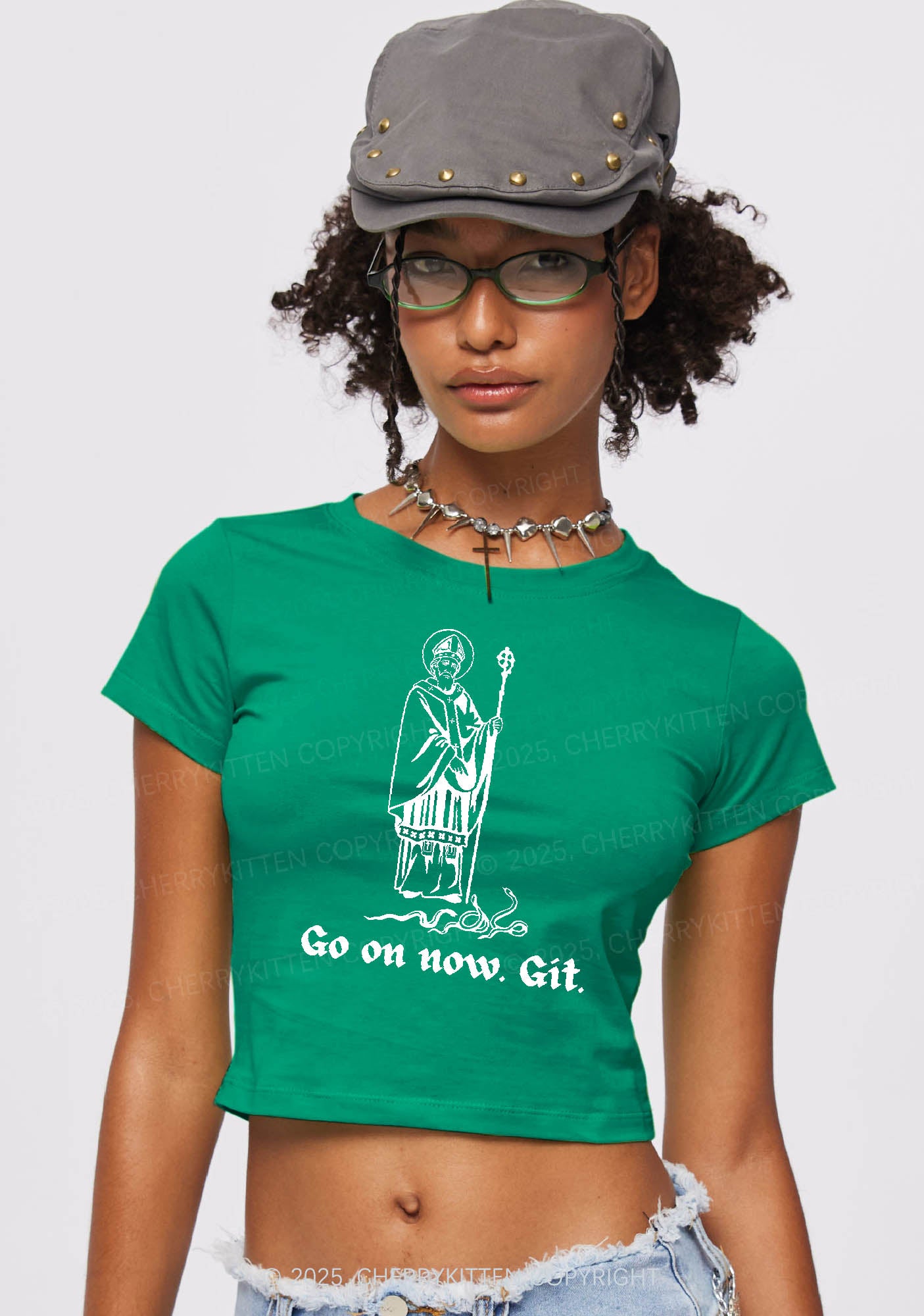 Go On Now Git St Patricks Y2K Baby Tee Cherrykitten