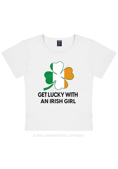 Get Lucky Irish Girl St Patricks Y2K Baby Tee Cherrykitten