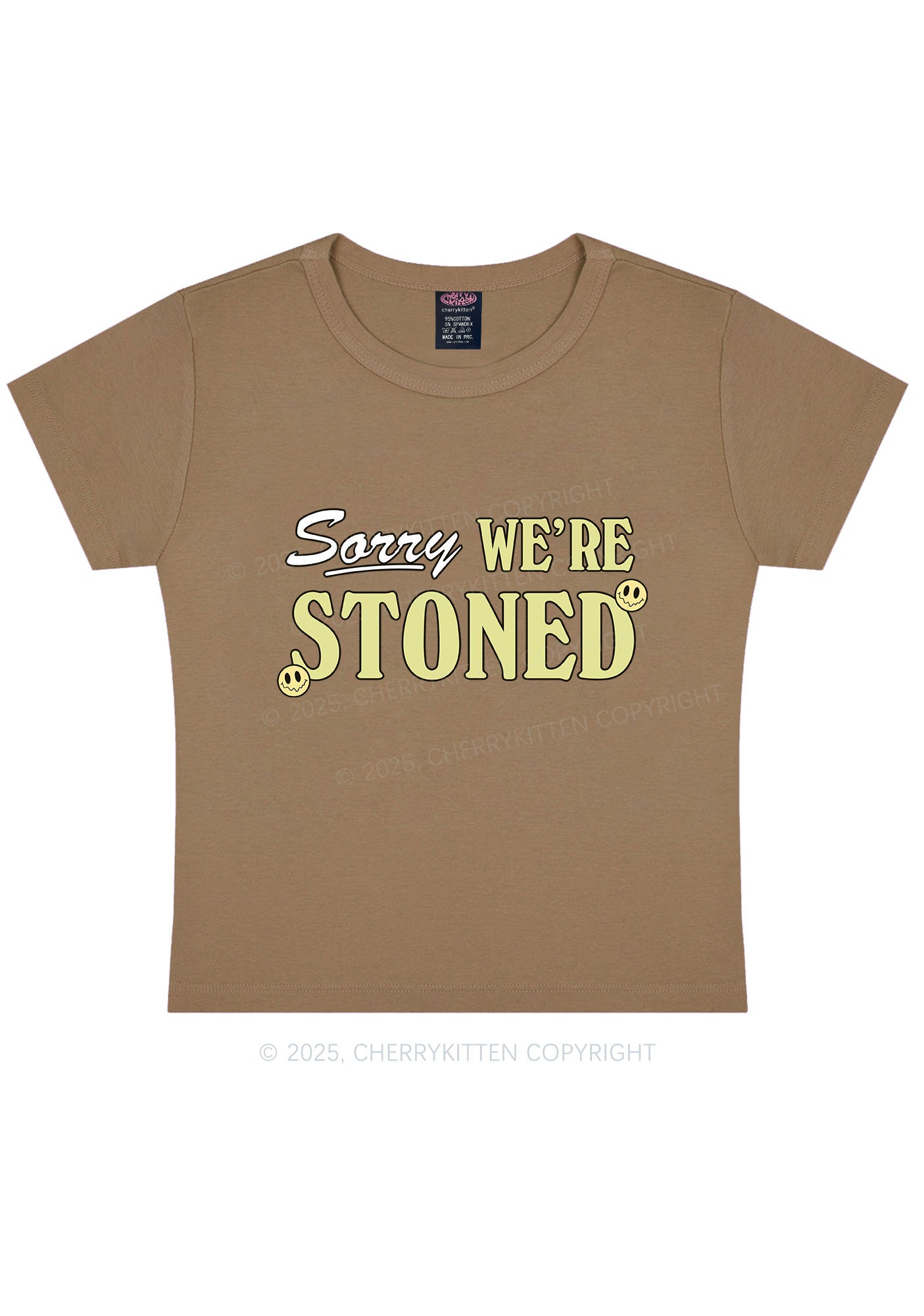 Sorry We're Stoned Y2K Baby Tee