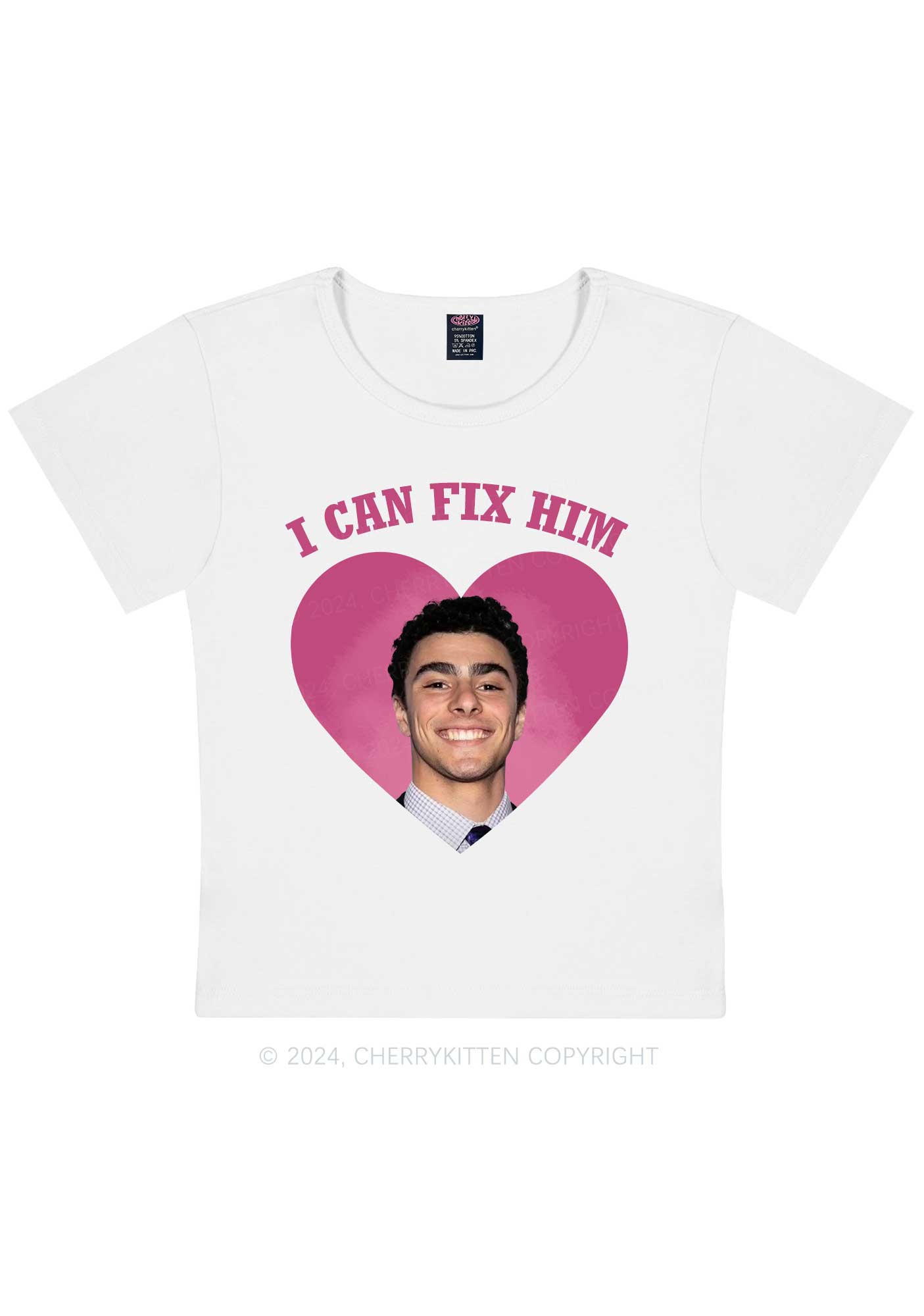 Fix Him Luigi Heart Y2K Baby Tee Cherrykitten