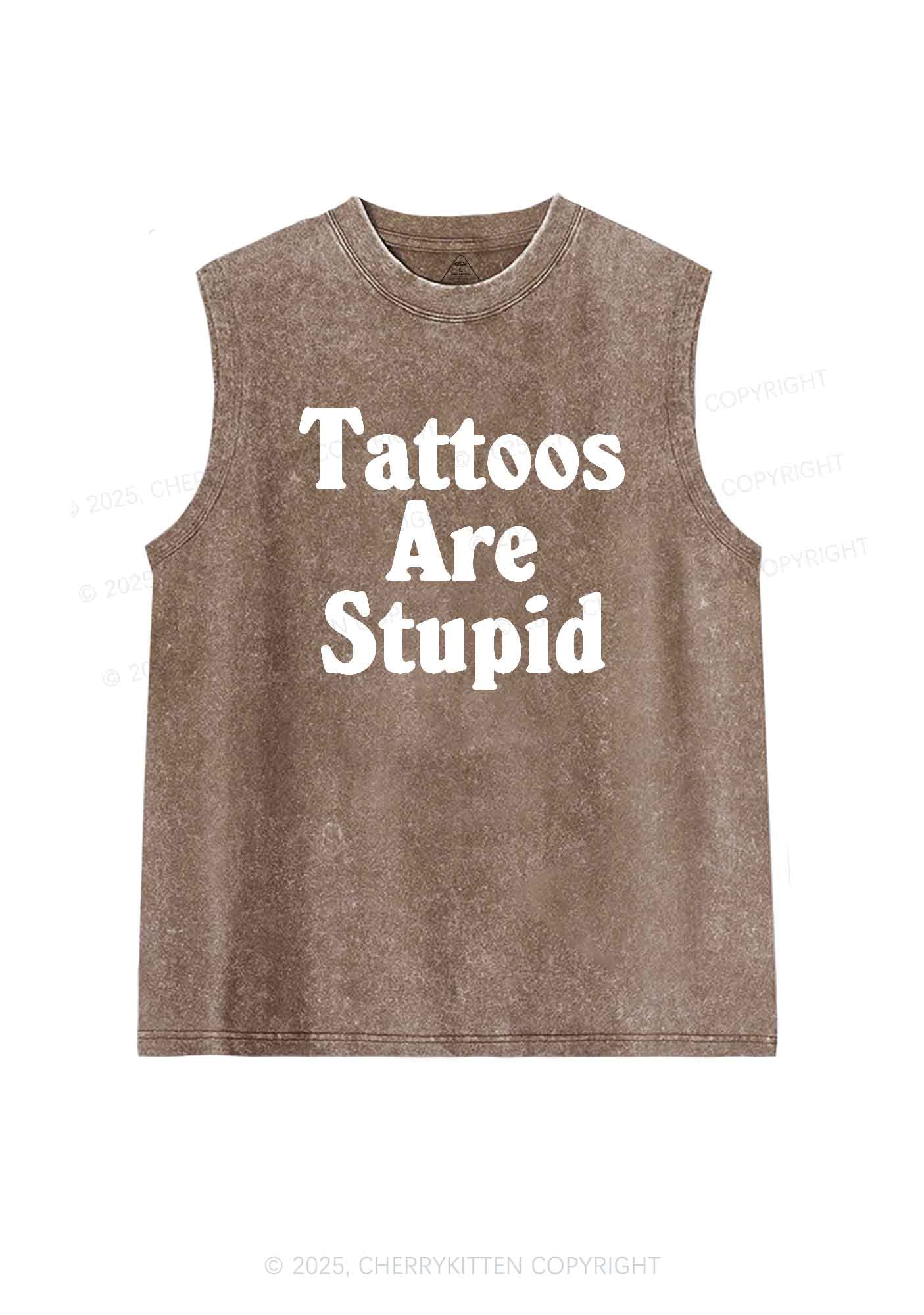 Tattoos Are Stupid Y2K Washed Tank Cherrykitten