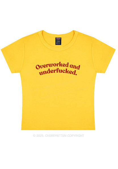 Overworked And Underfxcked Y2K Baby Tee Cherrykitten