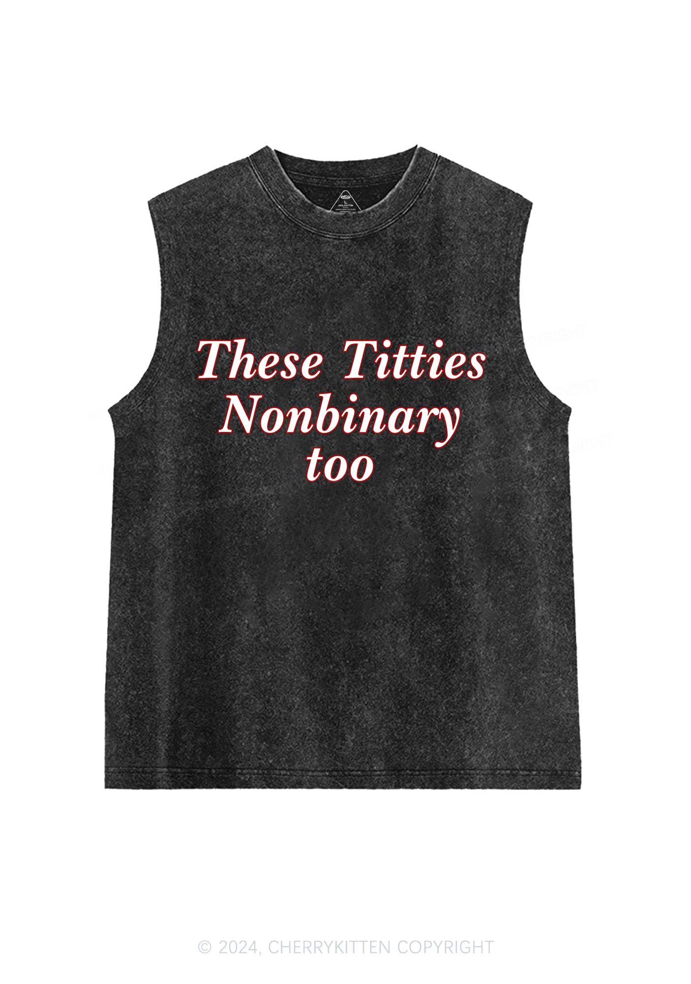 Txtties Nonbinary Too Y2K Washed Tank Cherrykitten