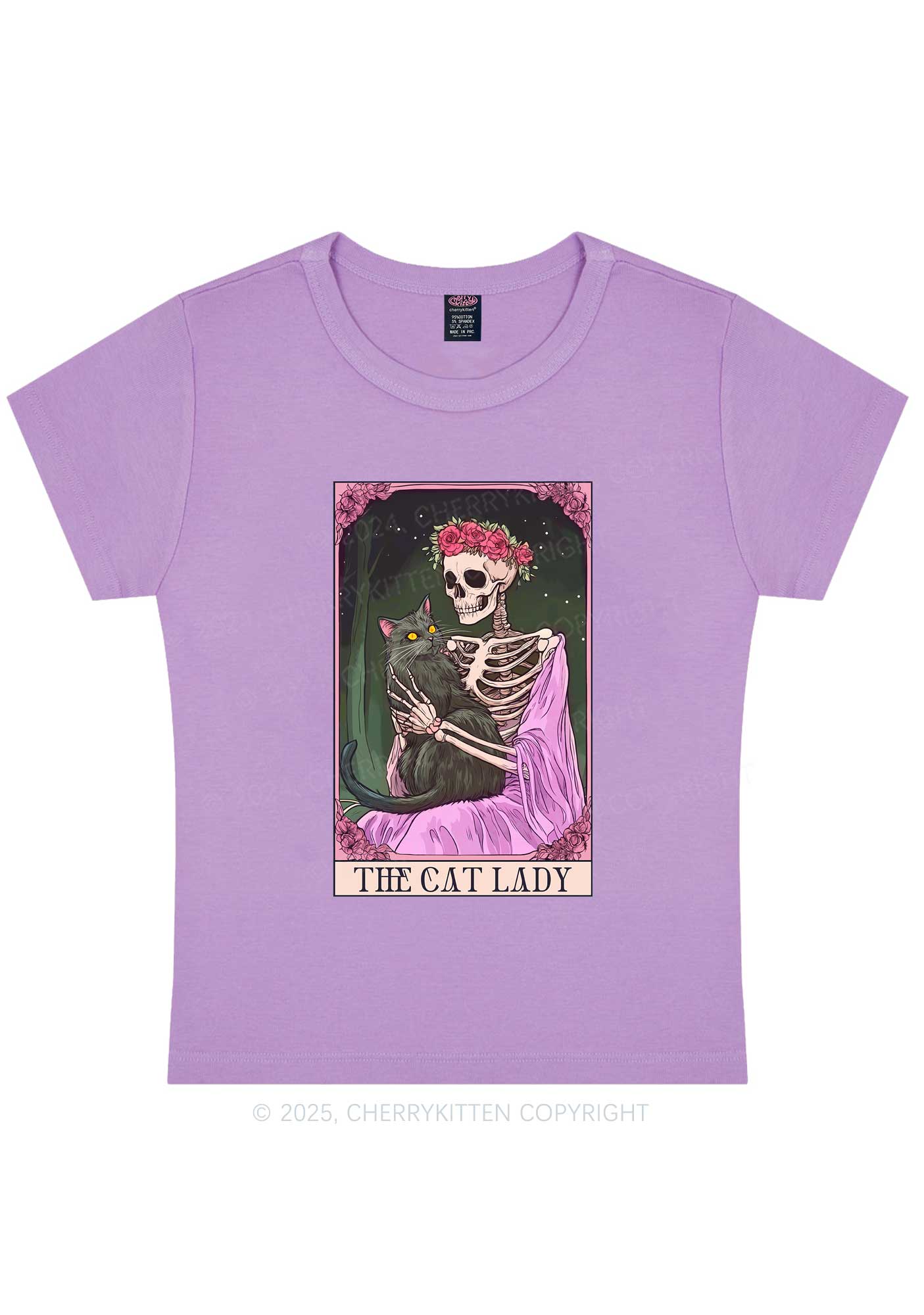 Skeleton Lady Y2K Baby Tee Cherrykitten