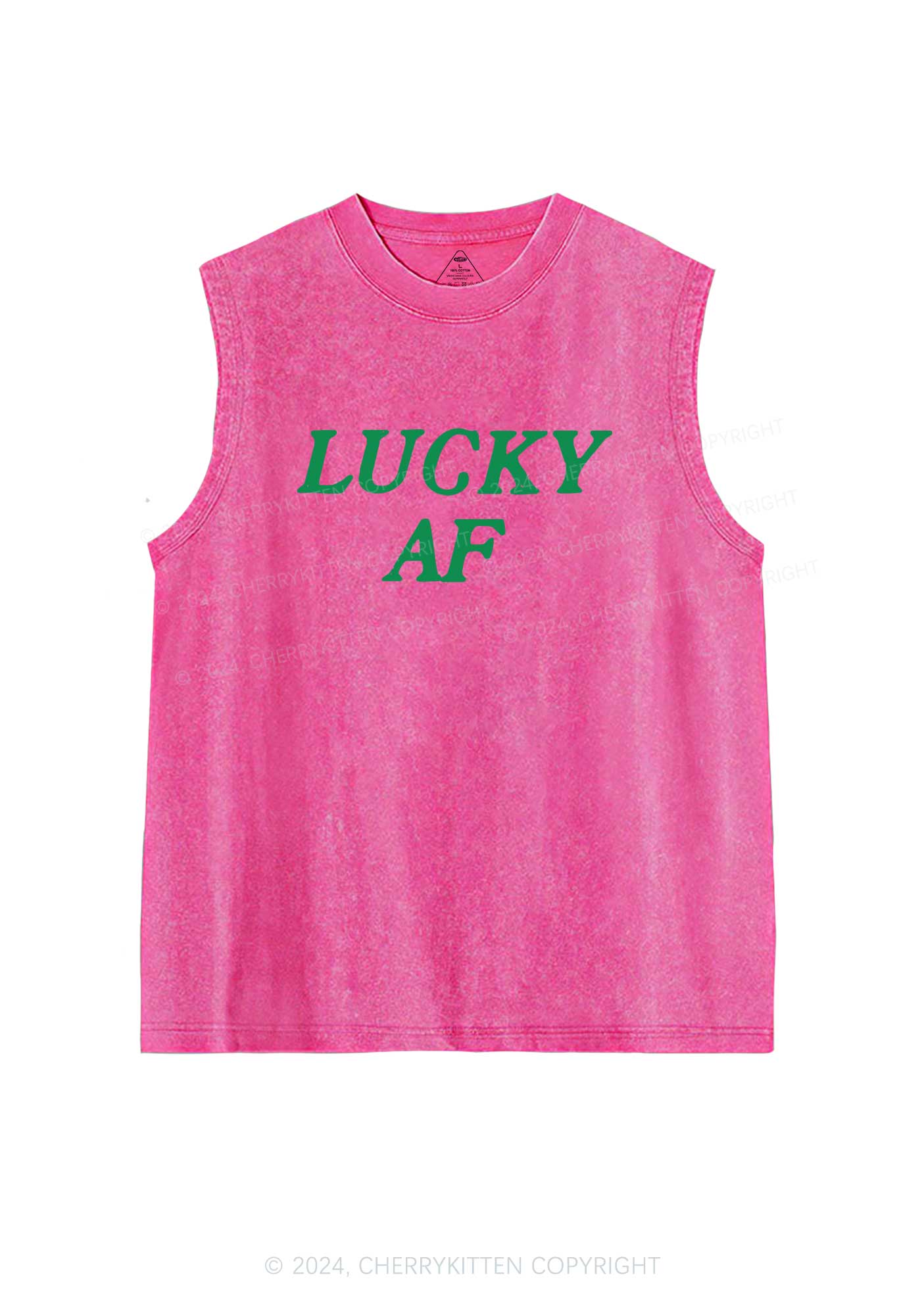 Lucky AF St Patricks Y2K Washed Tank Cherrykitten