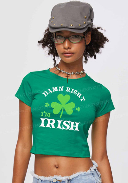 Damn Right Im Irish St Patricks Y2K Baby Tee Cherrykitten