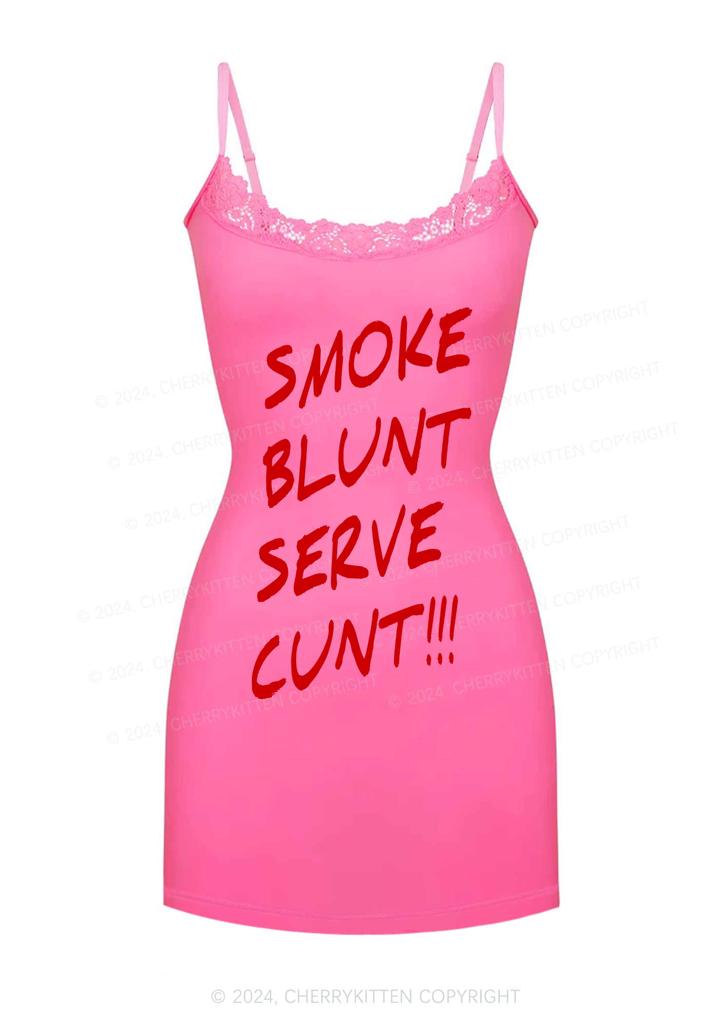 Smoke Blunt Y2K Lace Slip Dress Cherrykitten