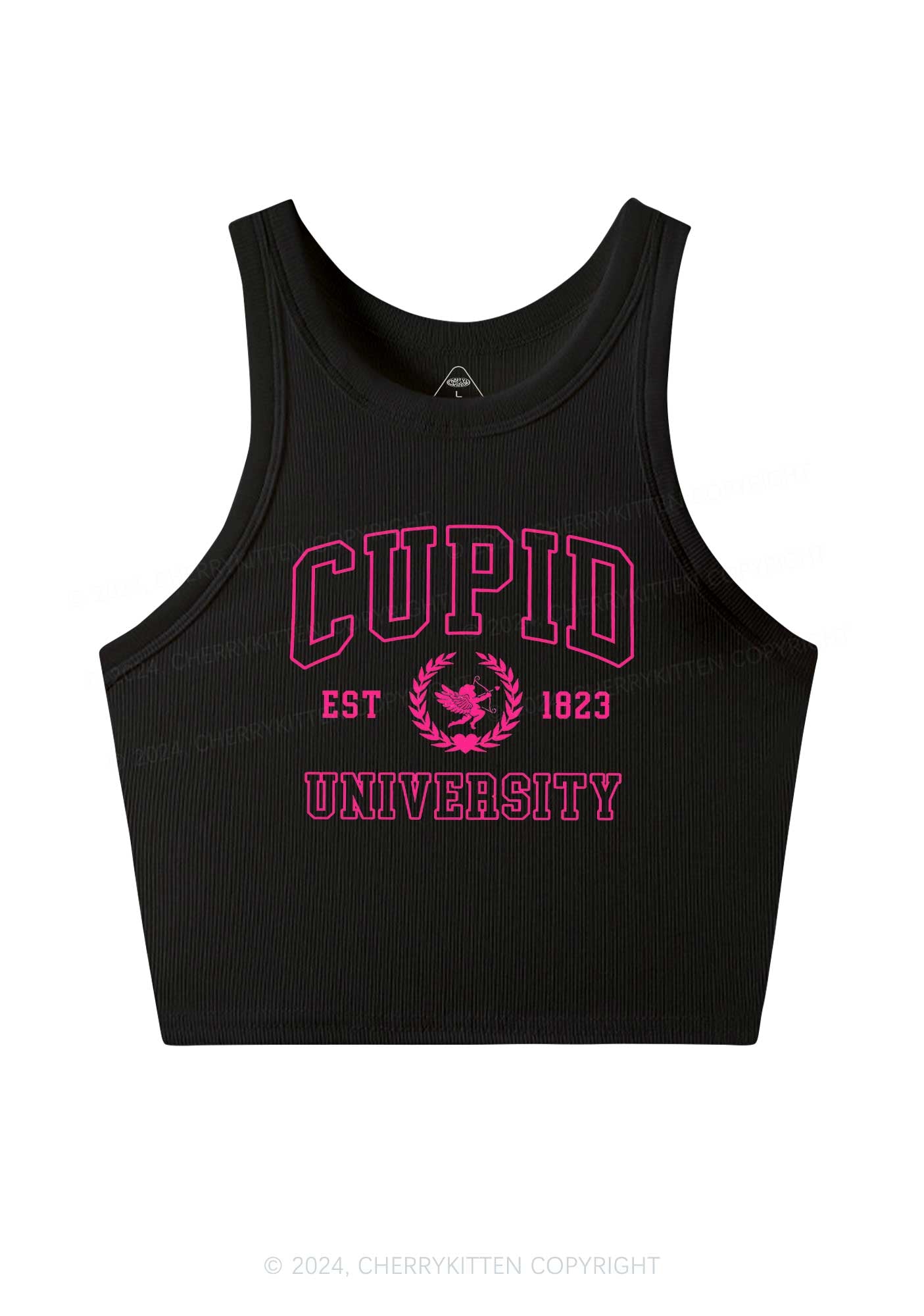 Cupid University Y2K Valentine's Day Crop Tank Top Cherrykitten