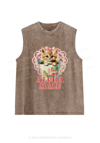 Alpha Male Cup Kitten Y2K Washed Tank Cherrykitten