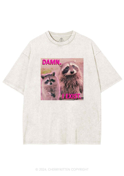 Raccoon I Exist Y2K Washed Tee Cherrykitten