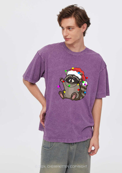 Christmas Raccoon Y2K Washed Tee Cherrykitten