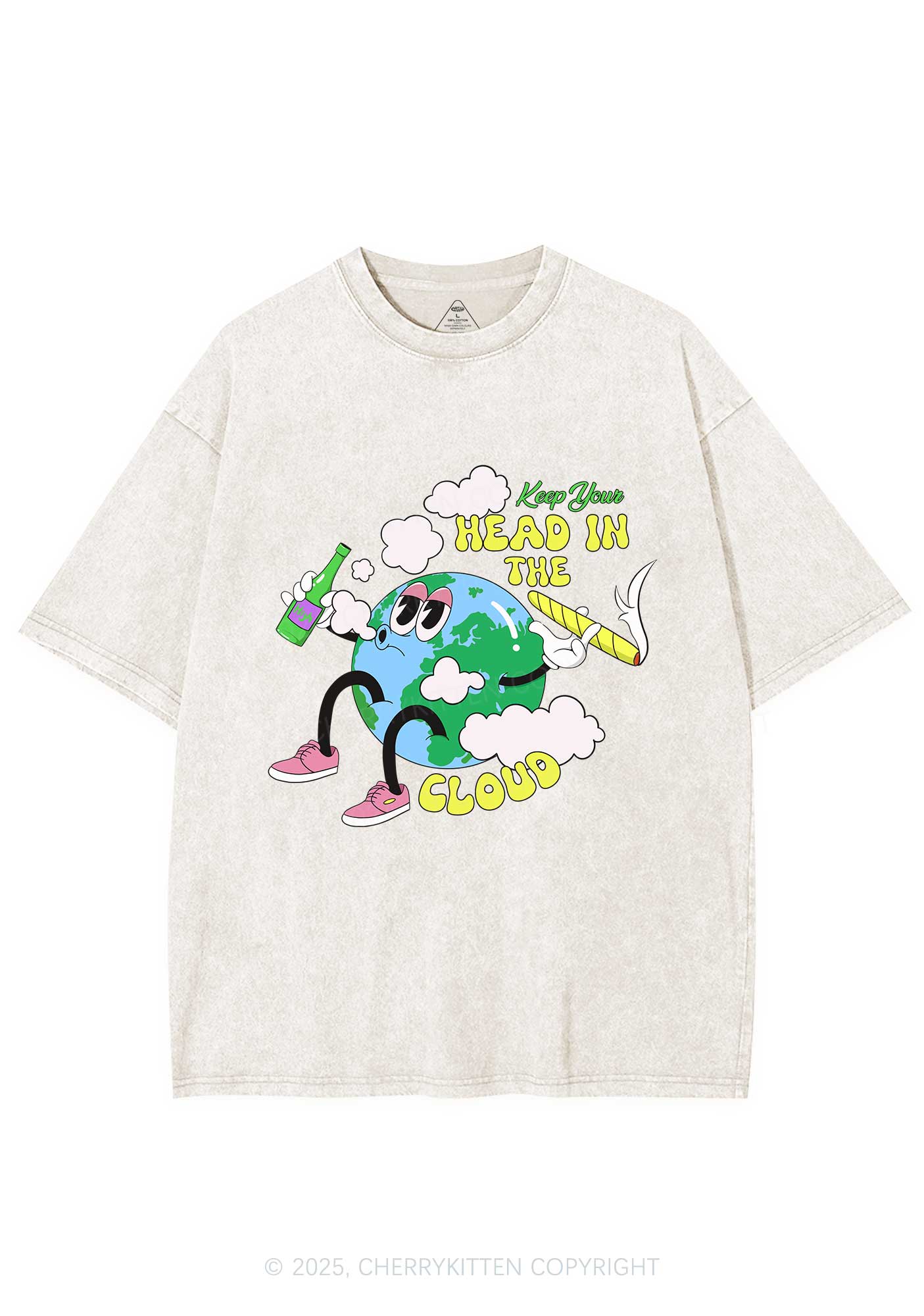 Keep Your Head In Cloud Y2K Washed Tee Cherrykitten