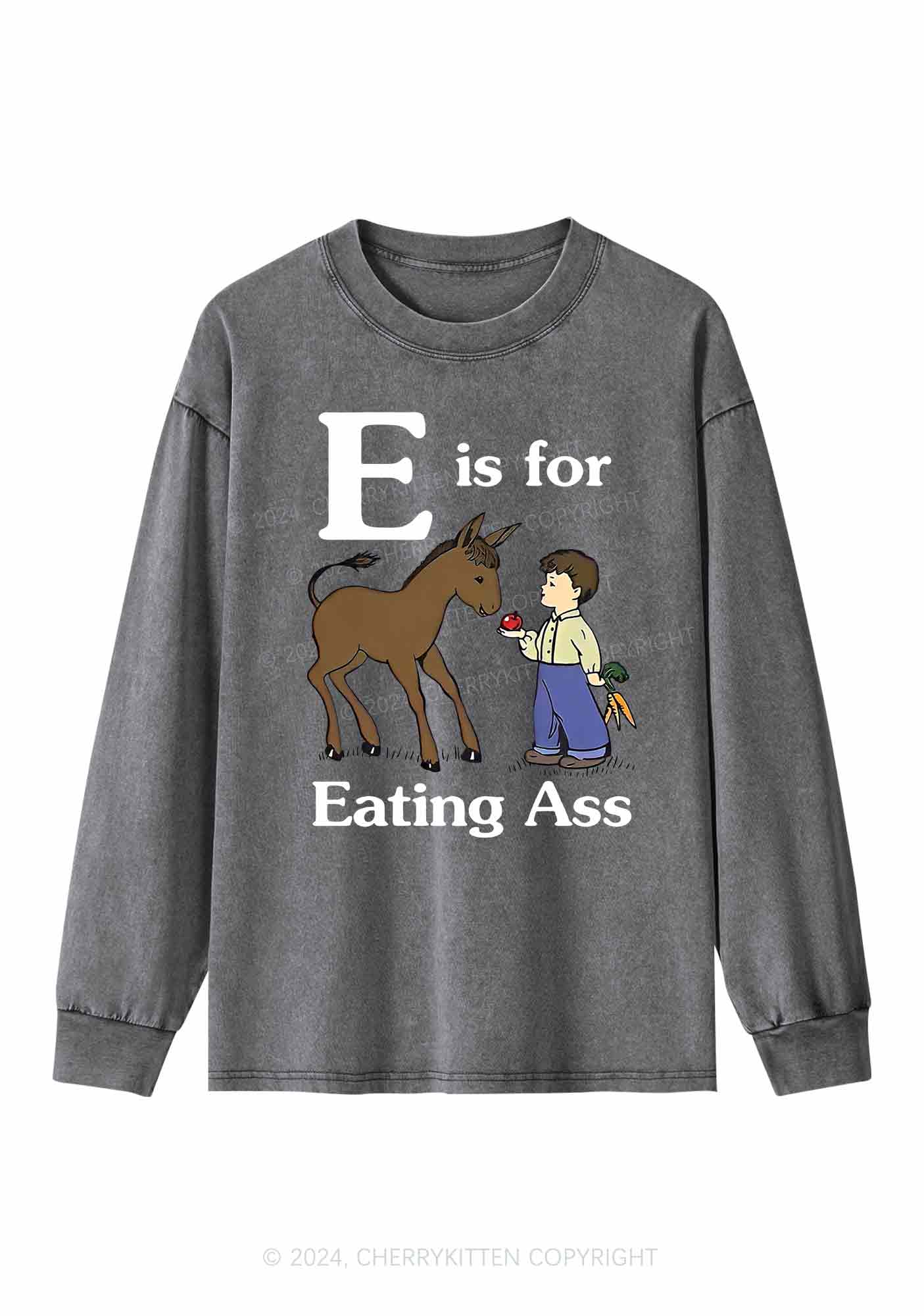 E Is For Eating Axx Y2K Washed Long Sleeves Cherrykitten