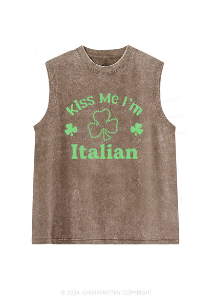 Kiss Me Im Italian St Patricks Y2K Washed Tank Cherrykitten