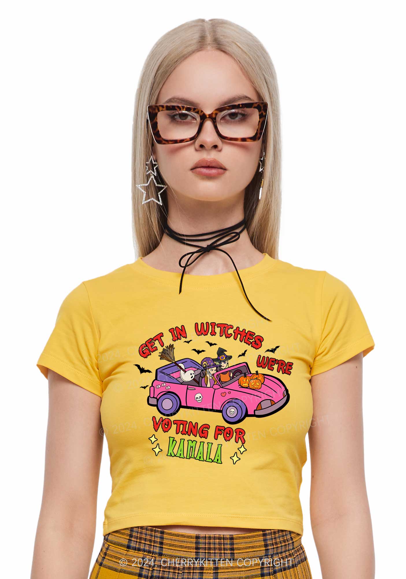 Halloween Get In Witches Y2K Baby Tee Cherrykitten