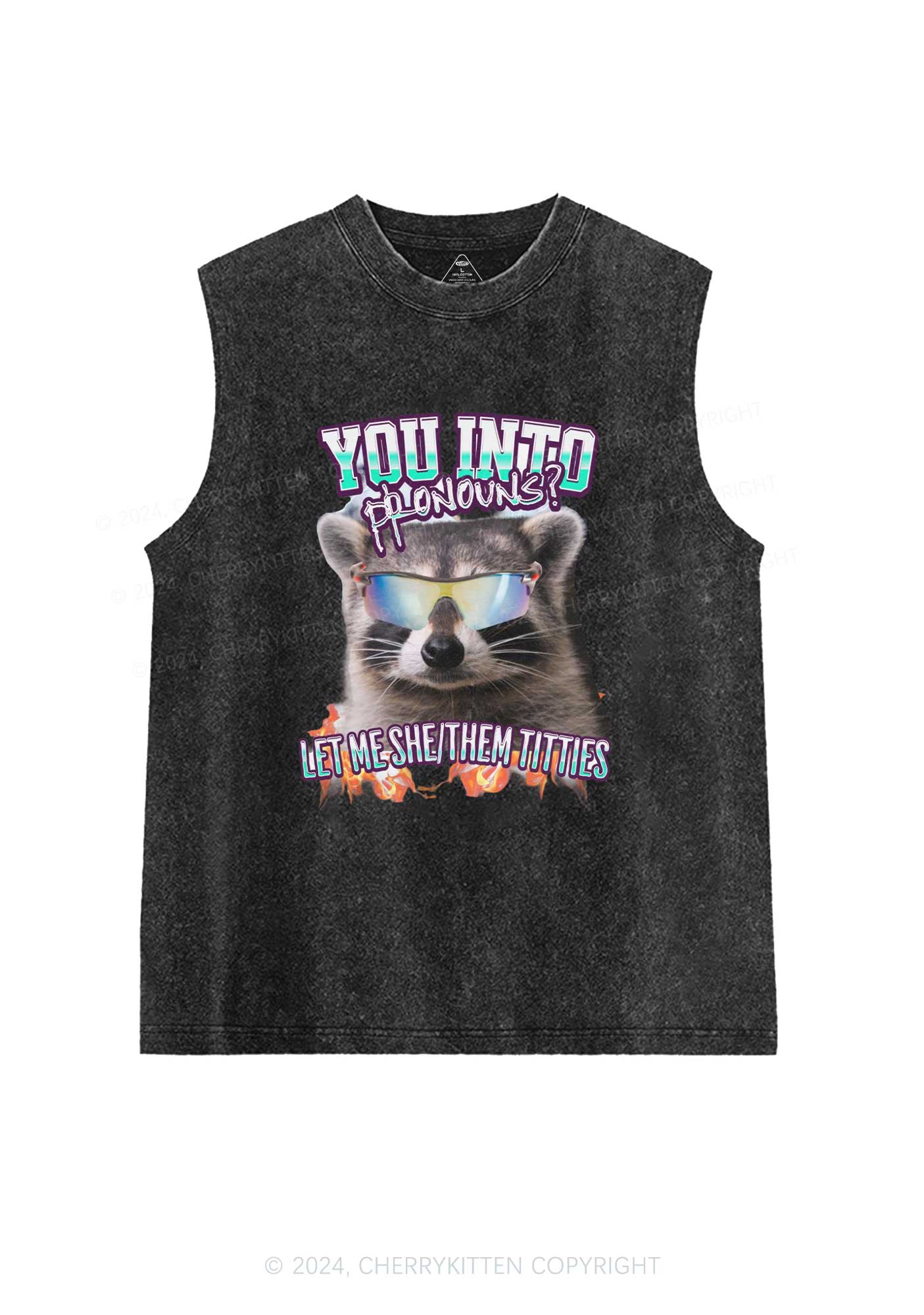 You Into Pronouns Y2K Washed Tank Cherrykitten