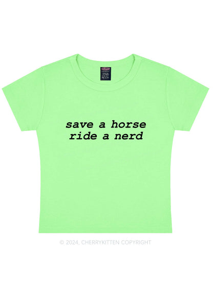 Save Horse Ride Nerd Y2K Baby Tee Cherrykitten