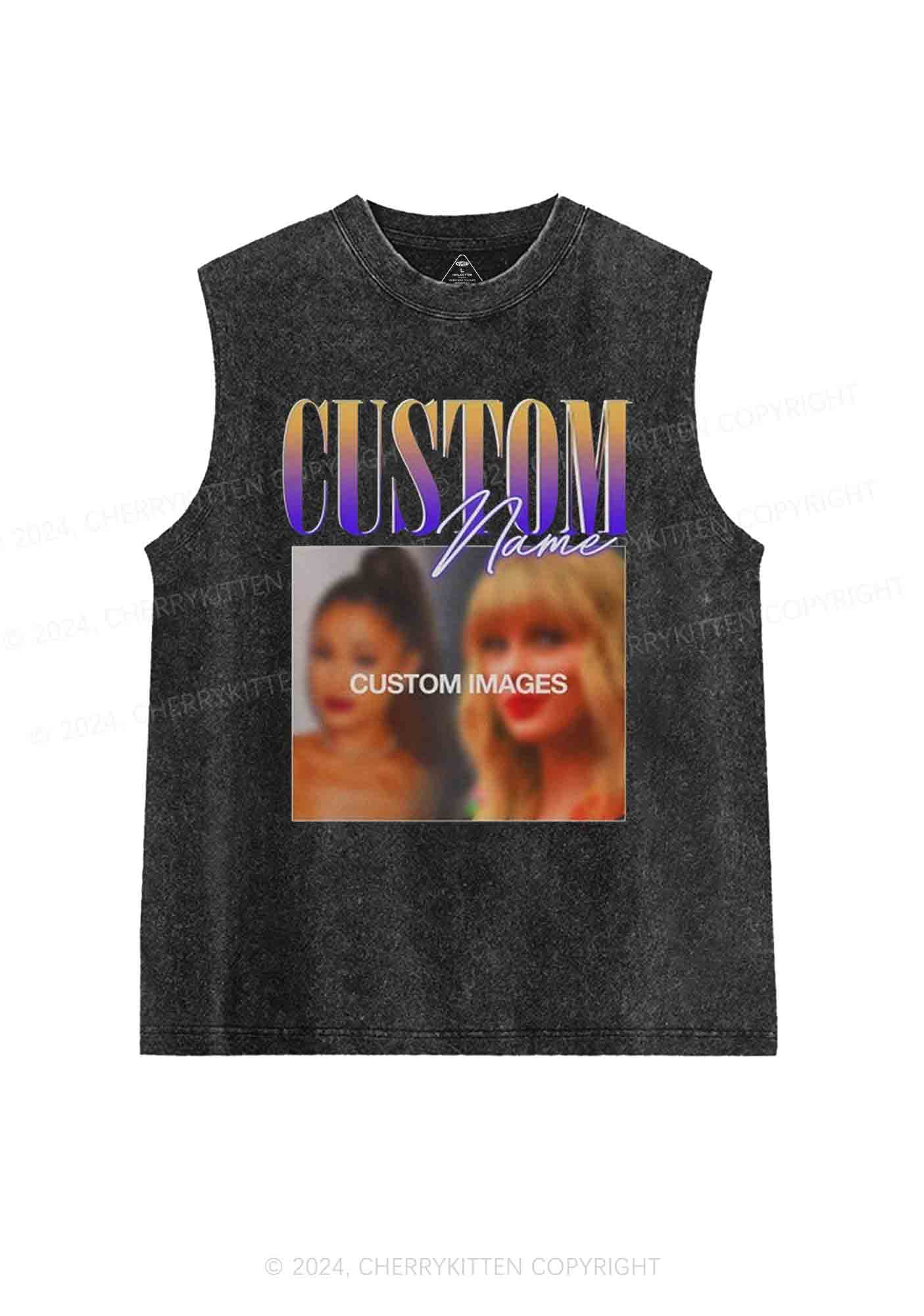 Personalized Vintage 90s Y2K Washed Tank Cherrykitten