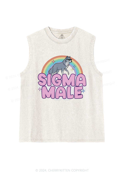 Sigma Male Wolf Y2K Washed Tank Cherrykitten